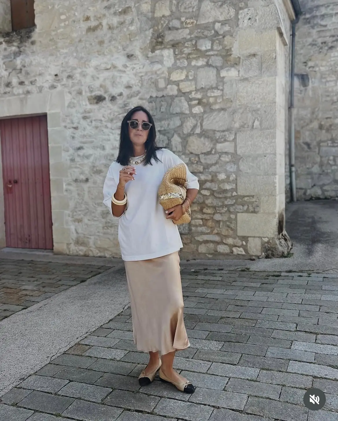 casual summer t-shirt outfit for women 2026 Minimalist Satin Skirt And Relaxed Tee Combo