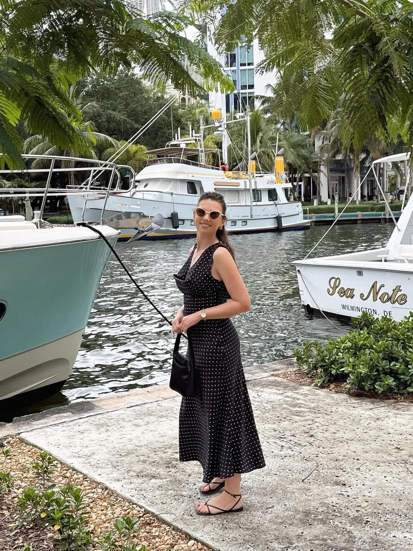 midsize outfits for women summer 2026 Polished Black Dress By The Water