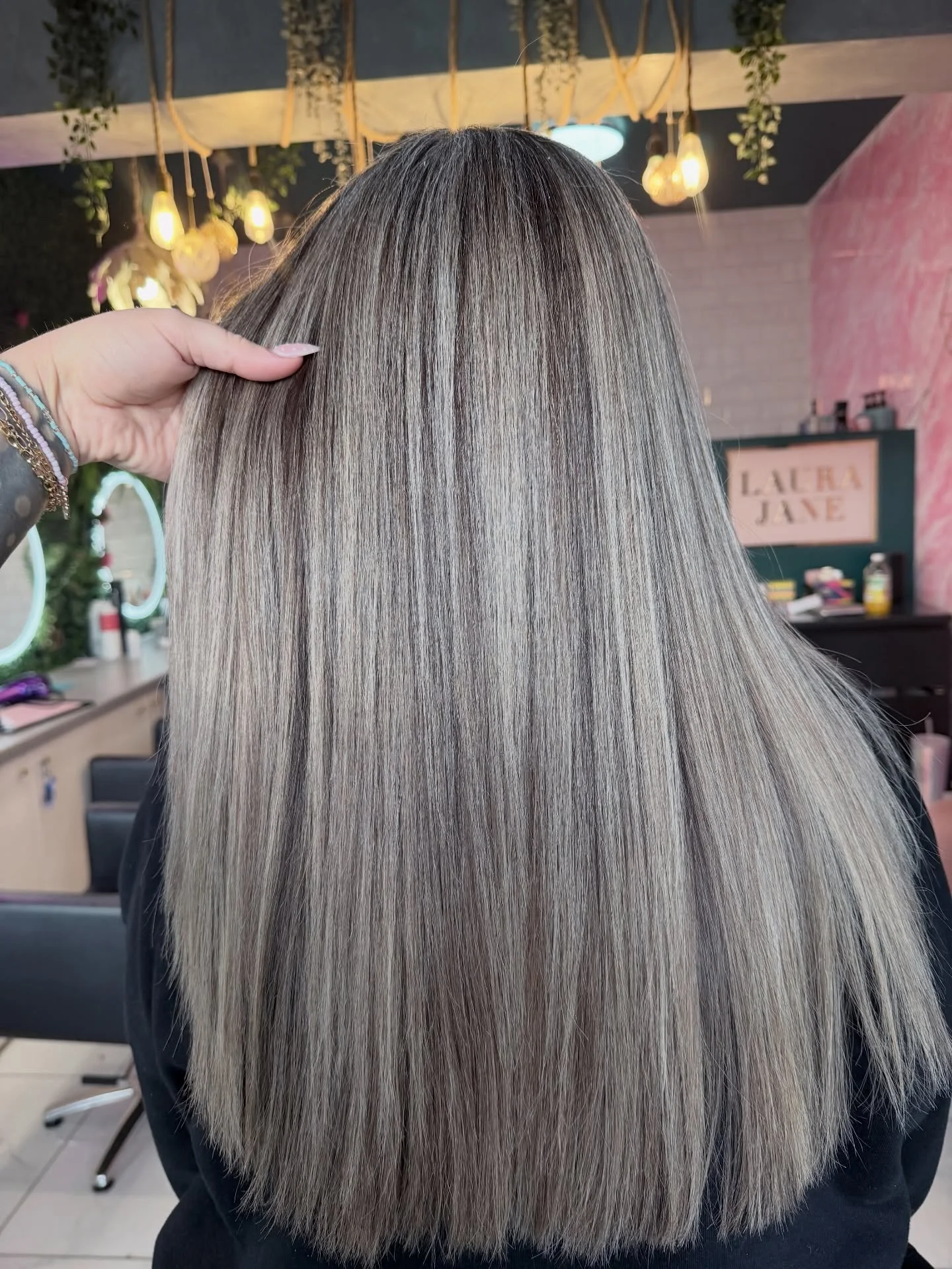 bright summer ash blonde hair color 2026 Sleek Glass Finish With Ash Beige Precision