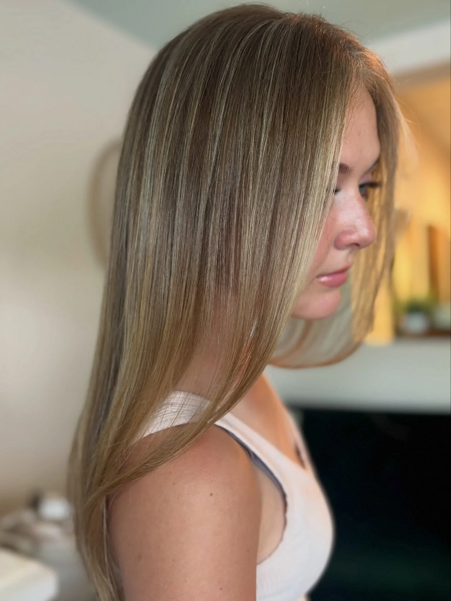 champagne summer hair color for light skin 2026 Sleek Champagne Beige For Minimalist Summer Energy