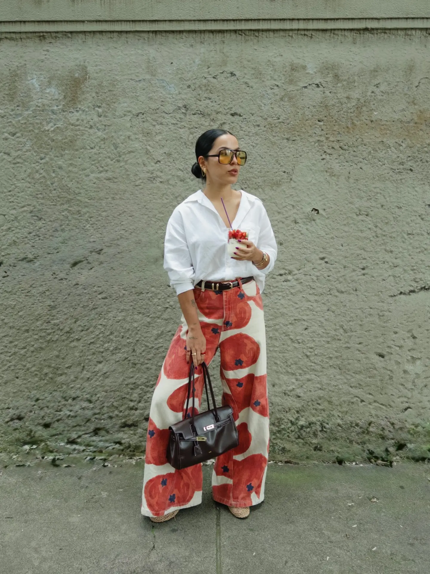 midsize outfits for women summer 2026 Statement Pants And Crisp Shirt