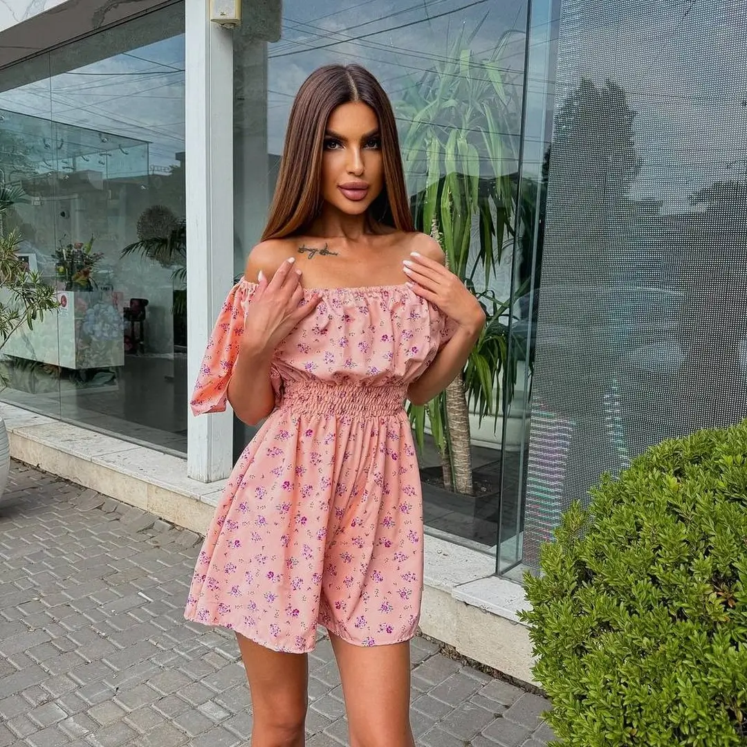 Summer Beach Outfit For Women 2026 Flirty Off-Shoulder Romper with Feminine Summer Energy