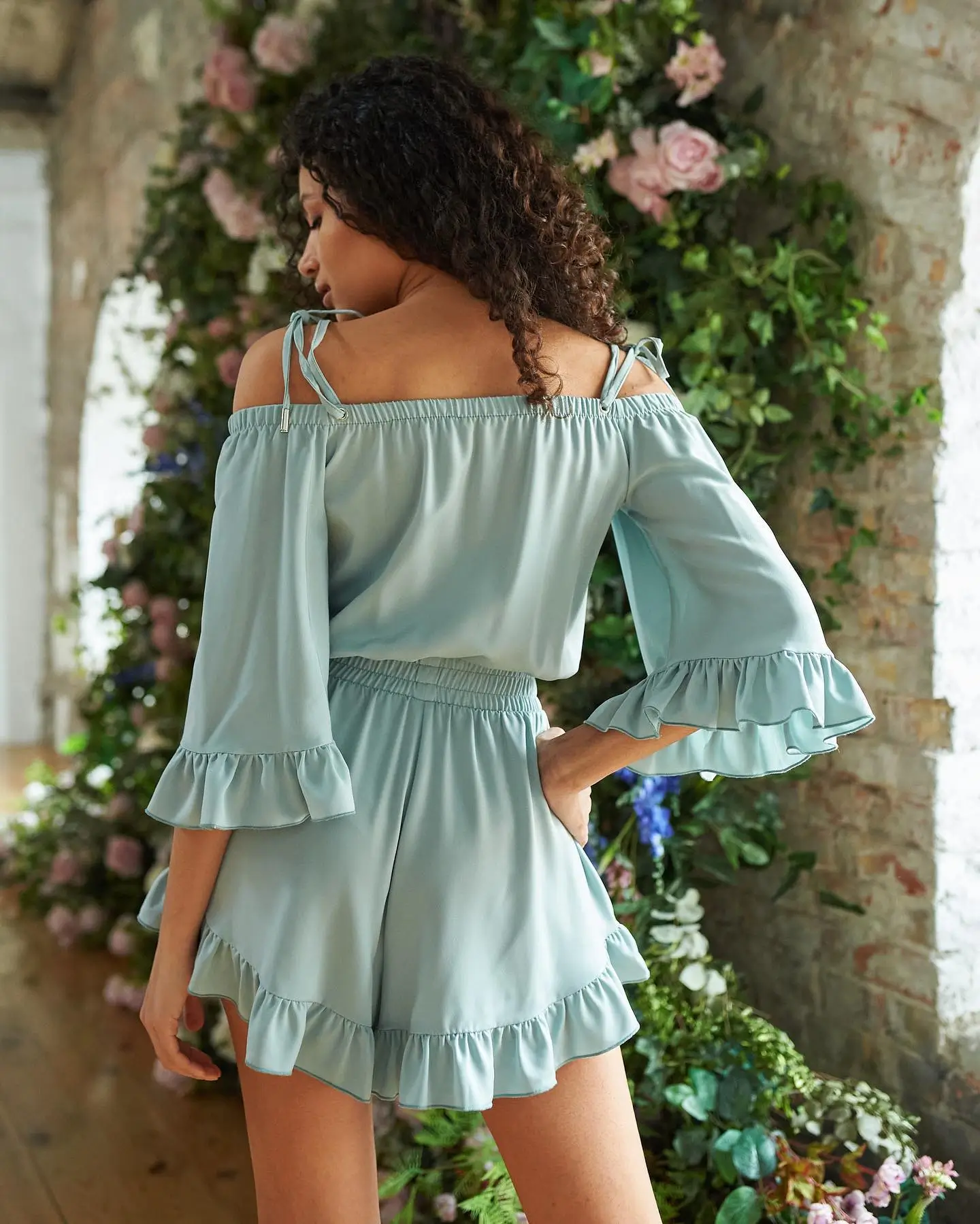 Summer Beach Outfit For Women 2026 Flowy Sage Green Romper with Feminine Movement