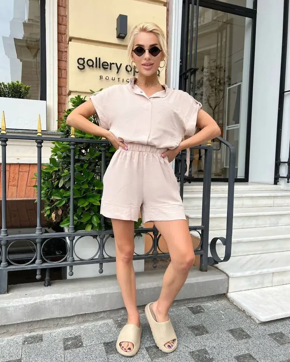 Summer Beach Outfit For Women 2026 Neutral Utility Romper for Everyday Casual Comfort