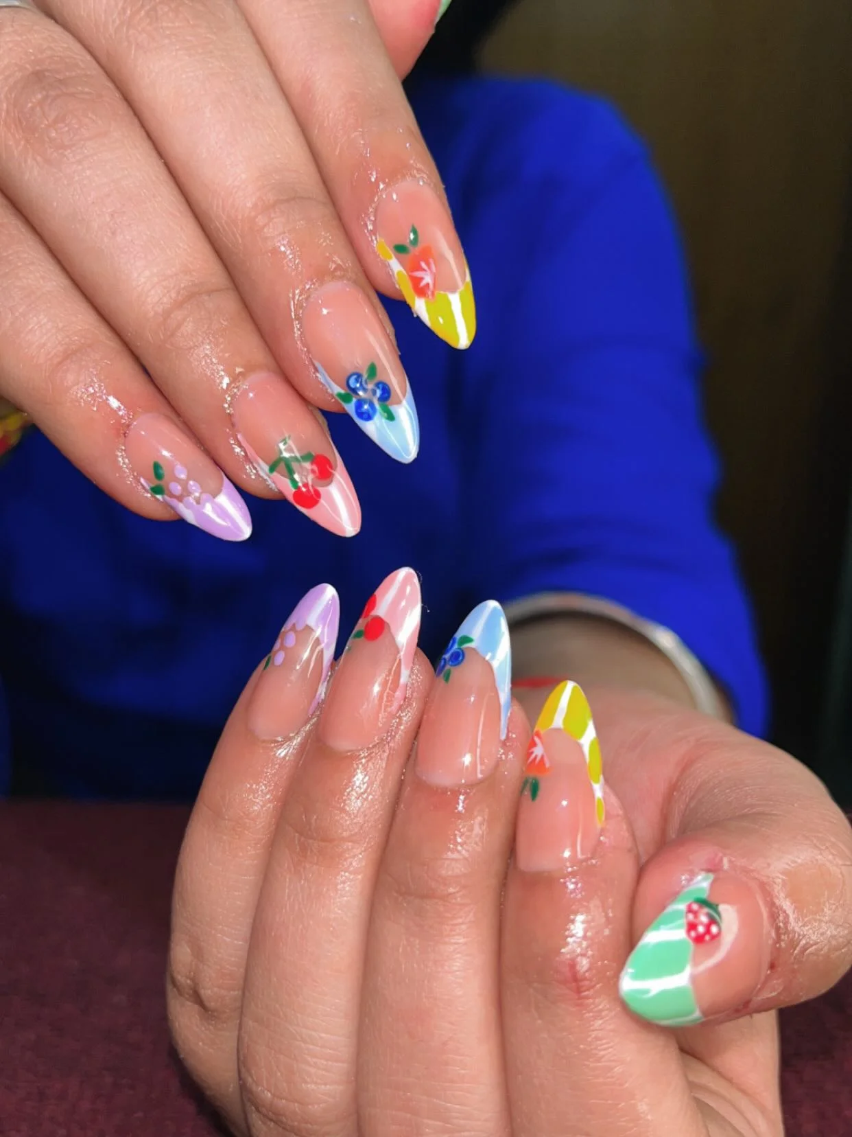 funky summer nails 2026 Fruit Stand French Tips With A Playful Twist