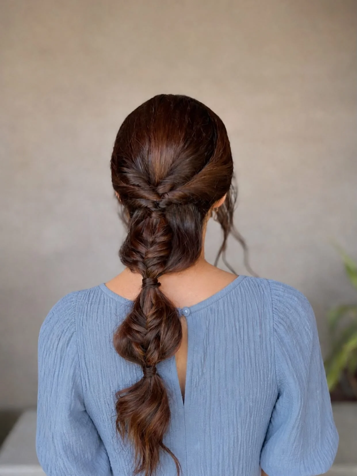 natural summer braids hairstyle 2026 Soft Wrapped Fishtail Ponytail For Warm Summer Evenings