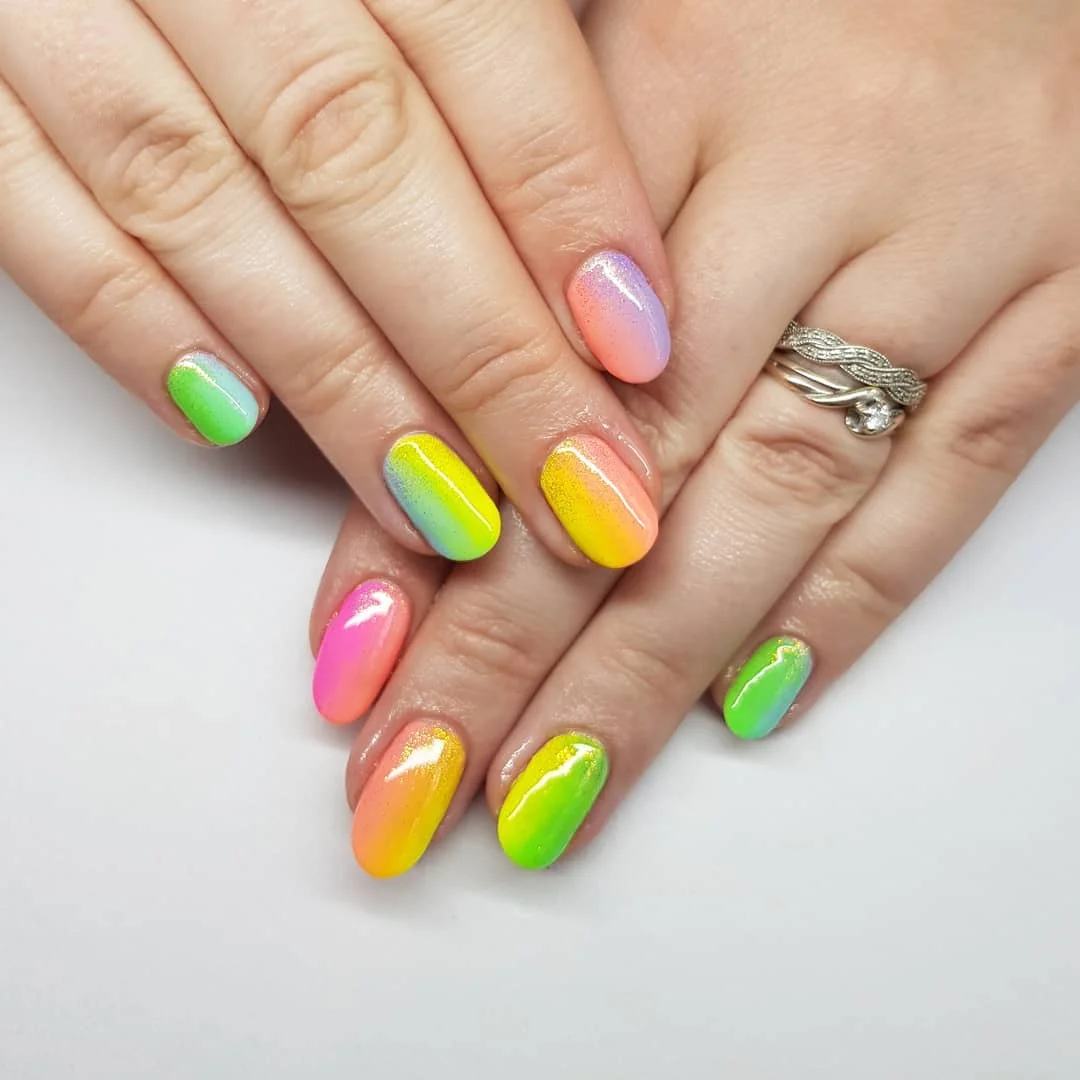summer ombre nails 2026 Rainbow Sorbet Ombre That Feels Like Peak July