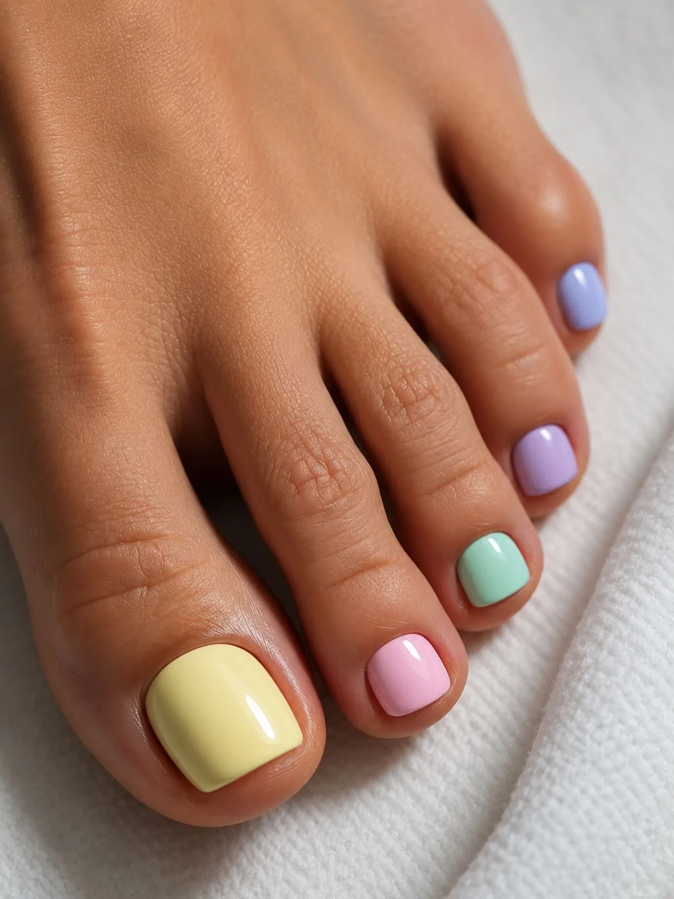 summer toe nails colors 2026 Pastel Rainbow Shades That Feel Soft And Playful