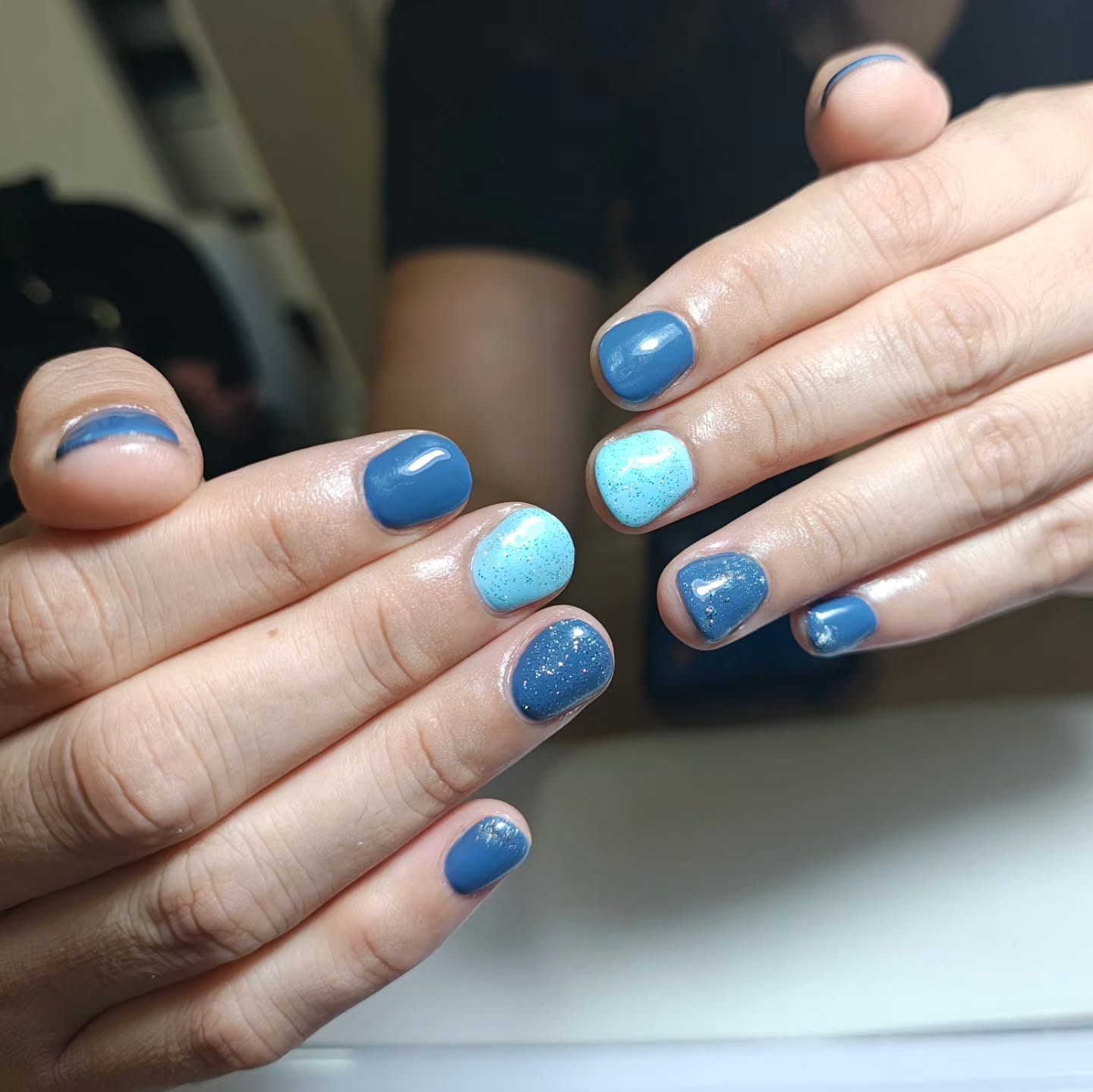 summer glitter nails 2026 Blue Sparkle Mix For Playful Seasonal Energy