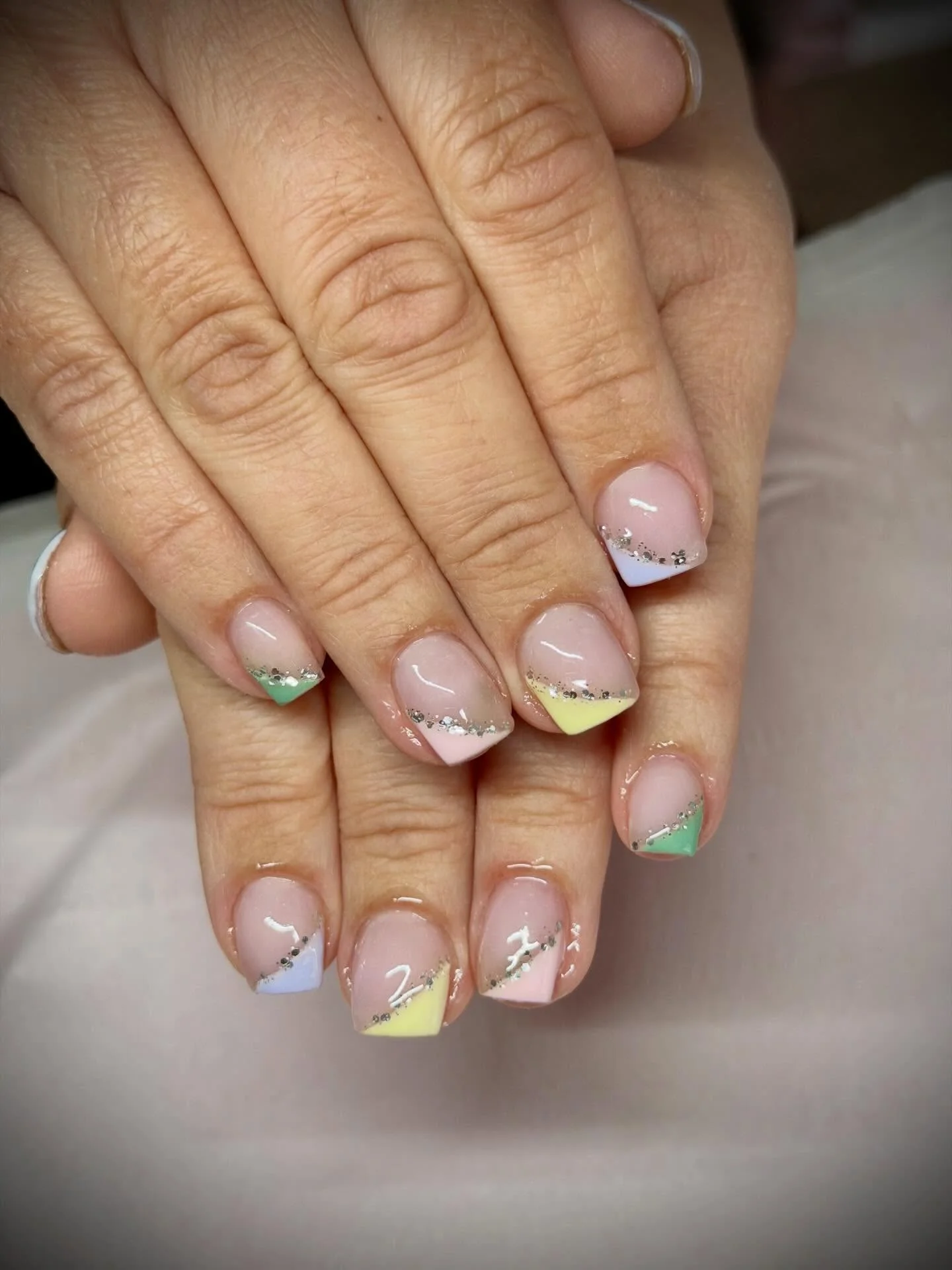 summer acrylic nails 2026 Pastel Glitter French Tips For Minimal Summer Days