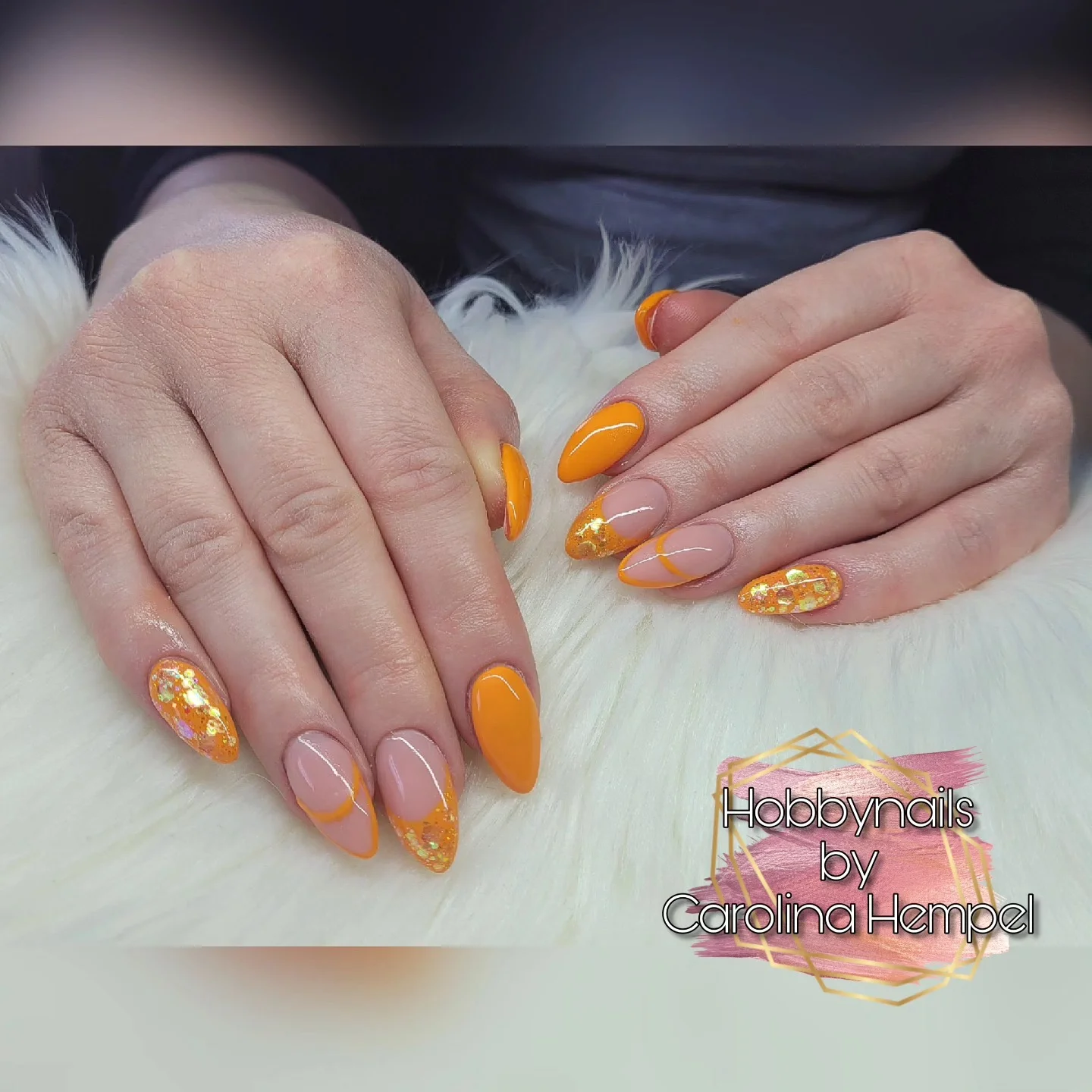 summer glitter nails 2026 Sunny Tangerine Glitter For Vacation Season