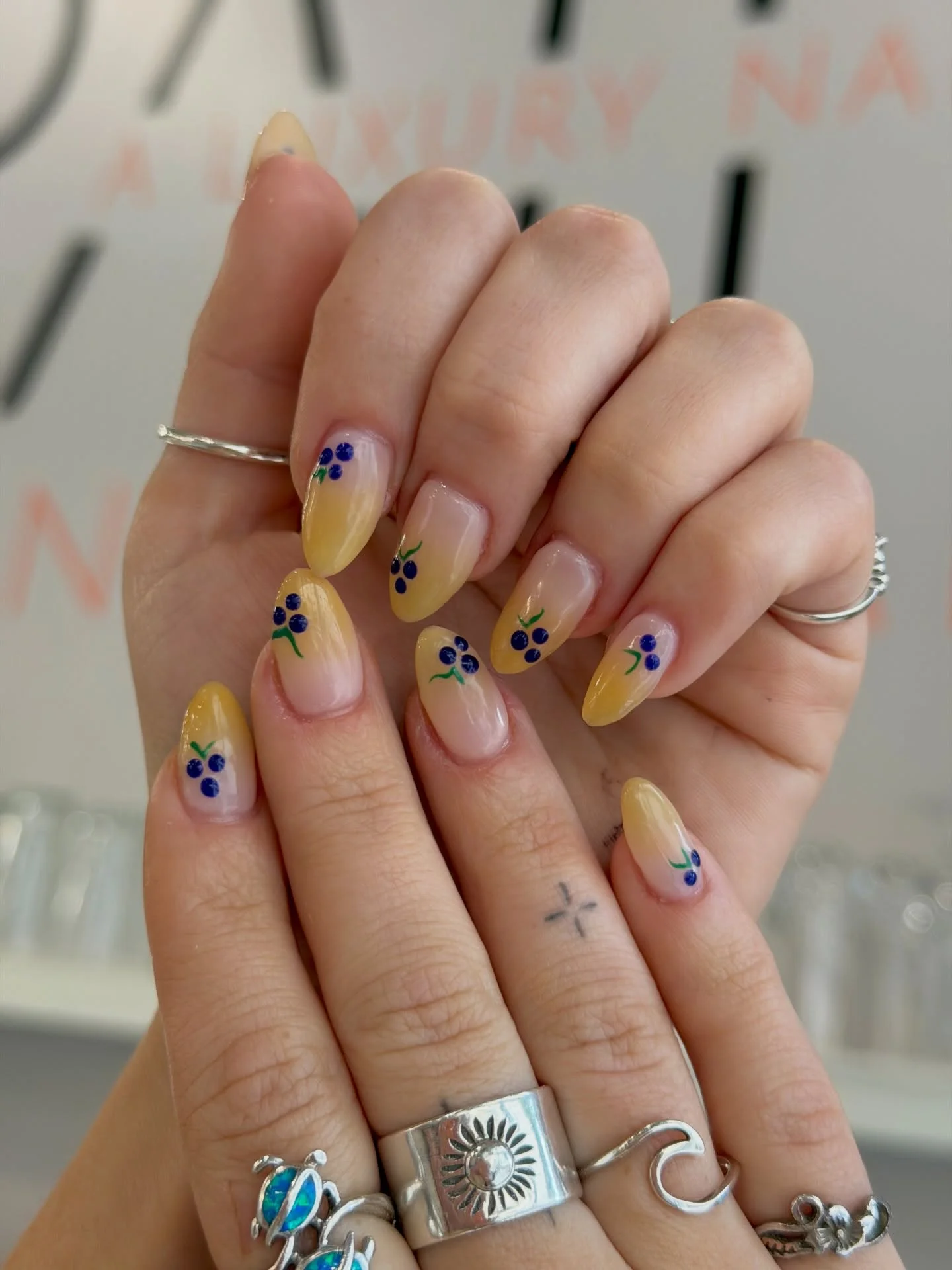 summer ombre nails 2026 Blueberry Milk Ombre Almond Nails