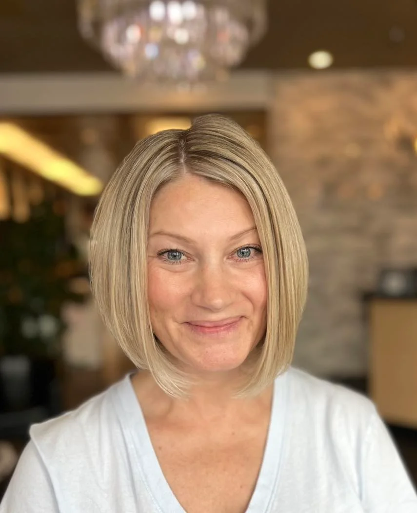 angled summer bob haircut 2026 Soft Blonde Angled Bob With Subtle Face Framing