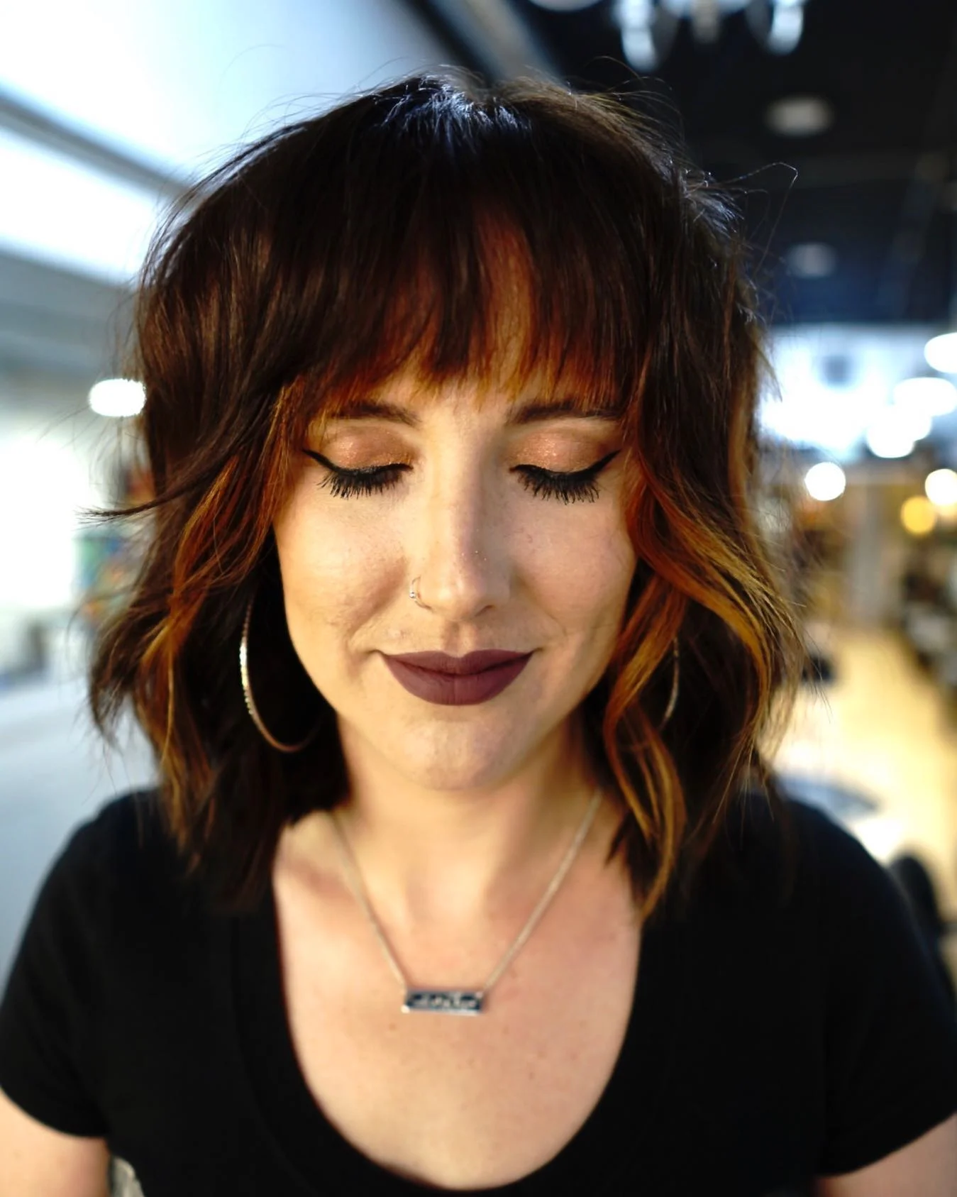 edgy summer shag hairstyle 2026 Dark Auburn French-Girl Shag With Micro Texture
