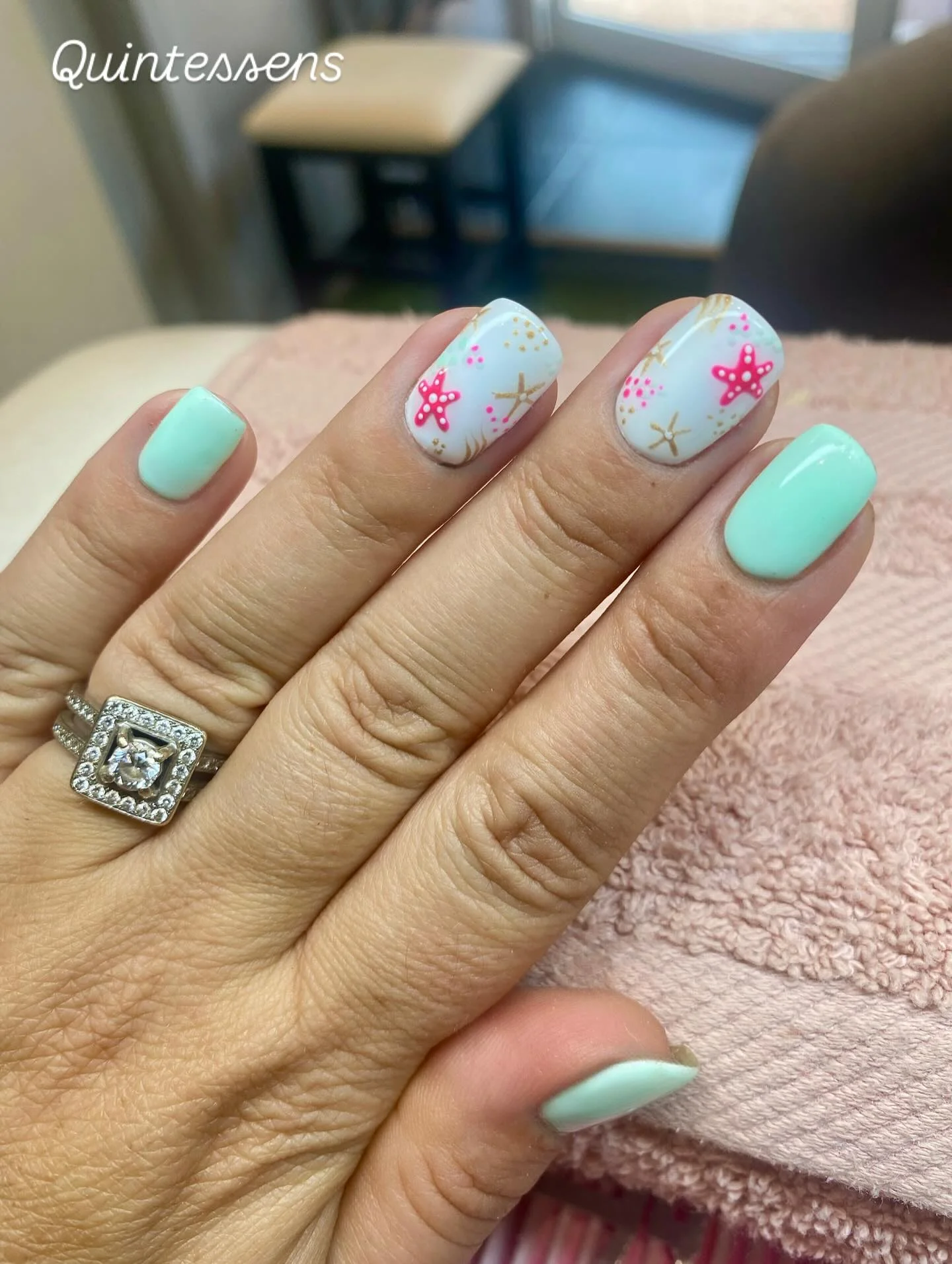 summer beach nails 2026 Mint Starfish Nails With Soft Coastal Charm