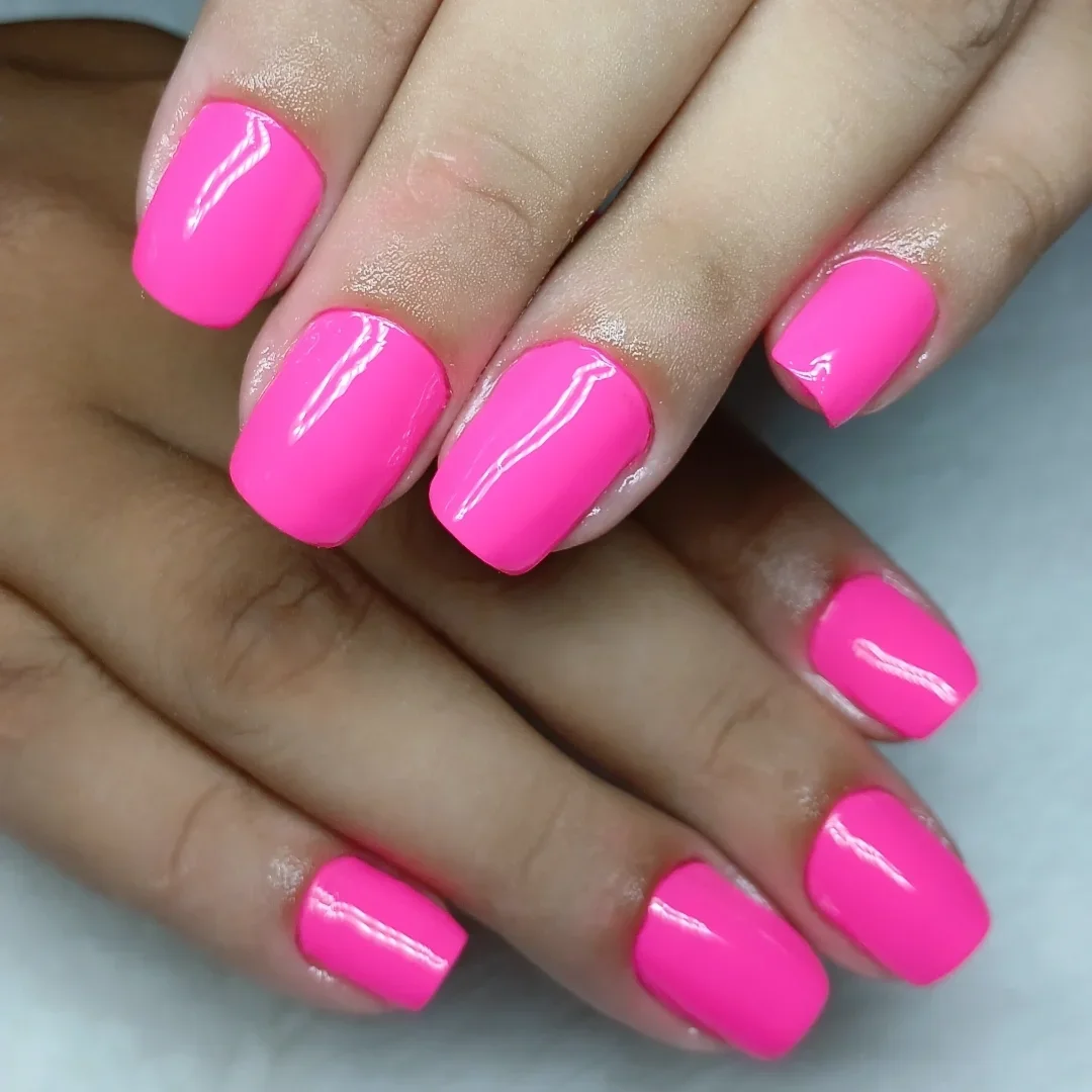 summer manicure color ideas 2026 Hot Barbie Pink Nails With A Glossy Y2K Twist