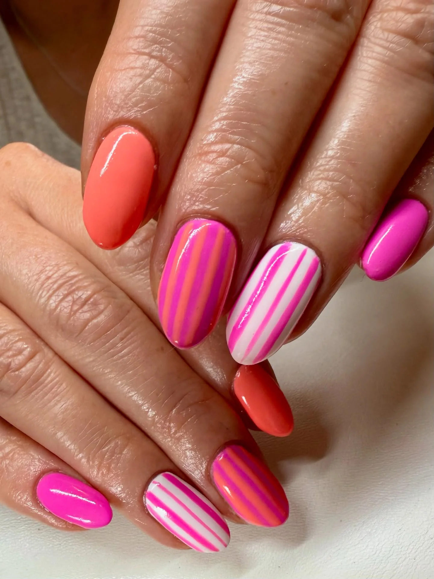 trendy summer nails 2026 Neon Candy Stripe Nails That Feel Made For Hot July Days