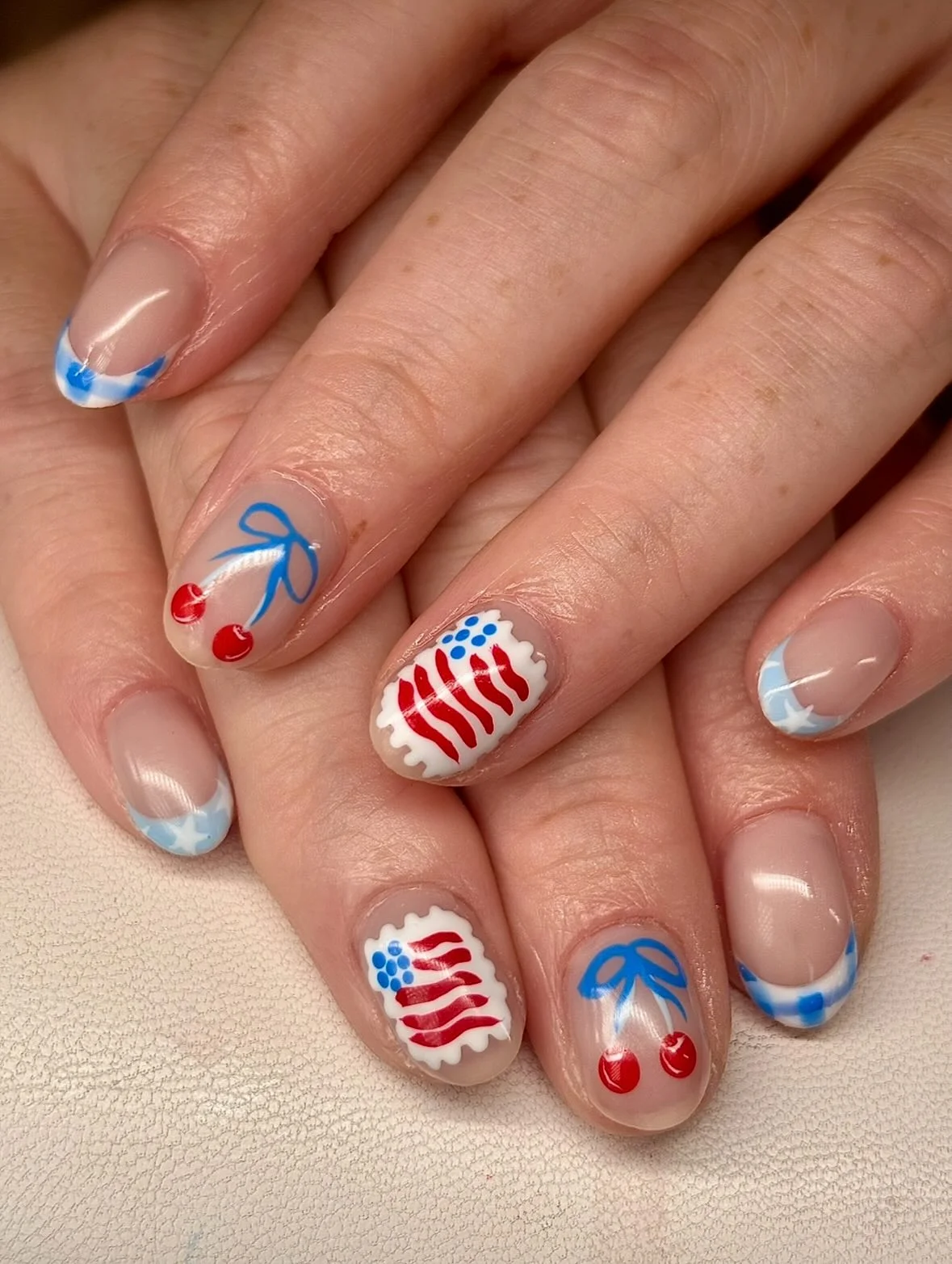 patriotic nails 2026 Cherry Picnic Nail Art With Vintage Americana Charm