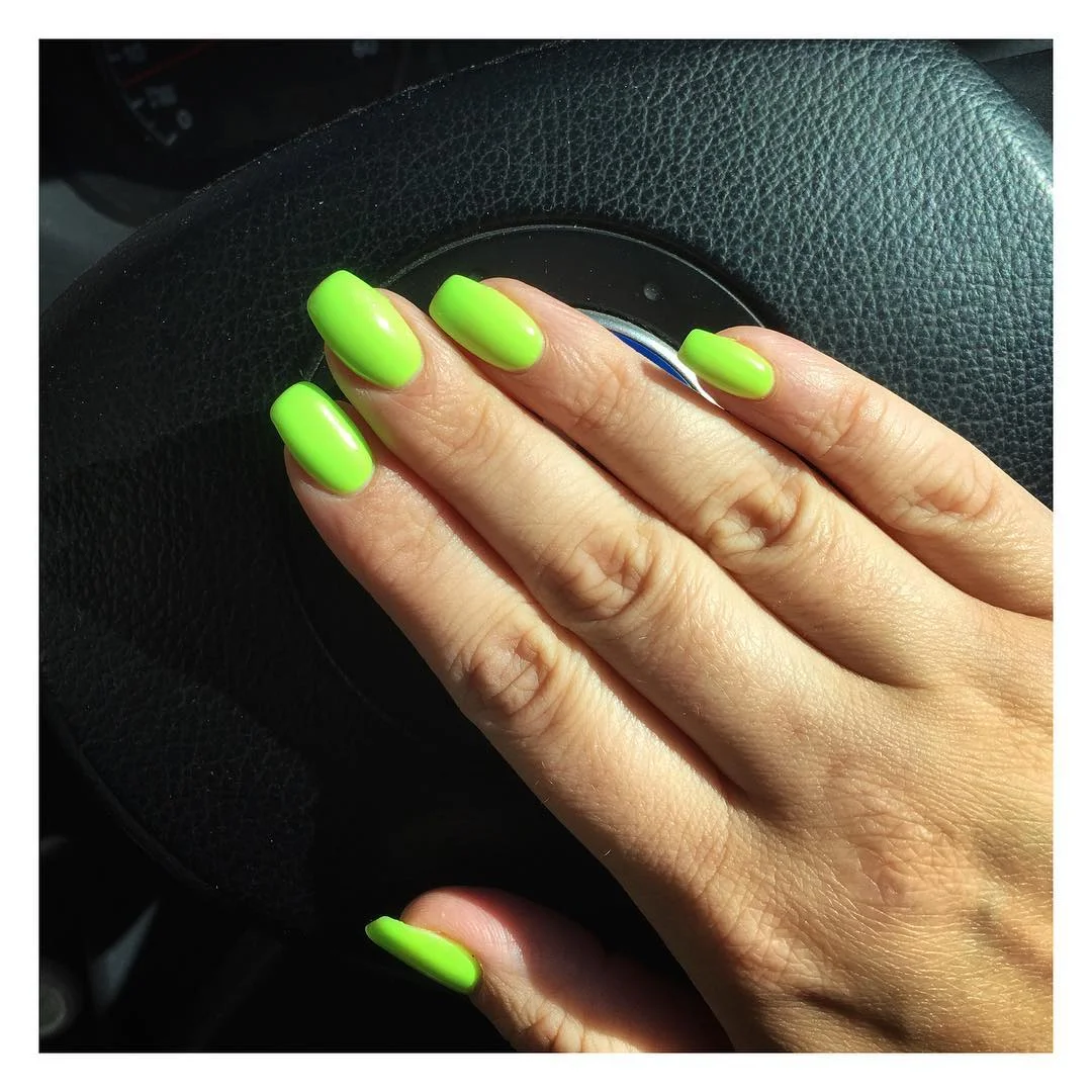 summer nails one color 2026 Neon Lime Green For Peak Summer Fun