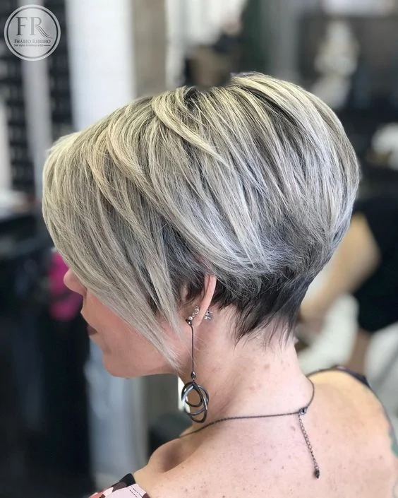 perfect summer haircut 2026 Layered Silver Bixie With Tapered Nape