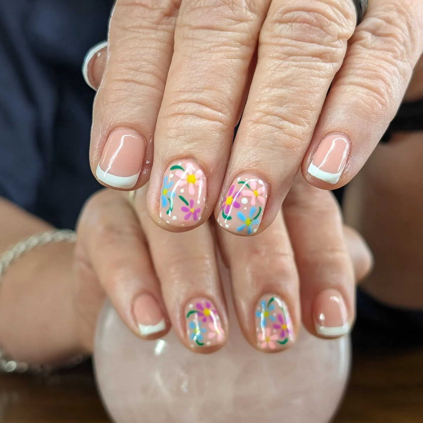 short gel nails summer 2026 Mini Floral French Garden Nails