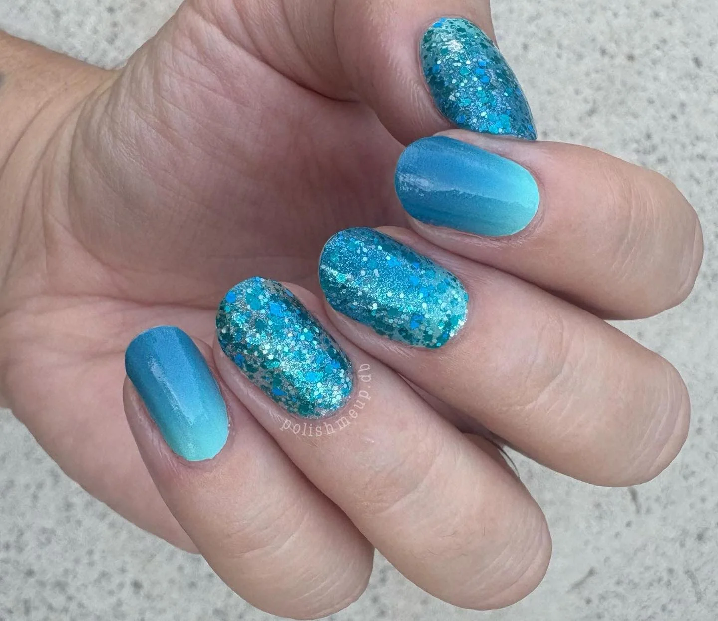 summer glitter nails 2026 Ocean Lagoon Blue Sparkle Blend