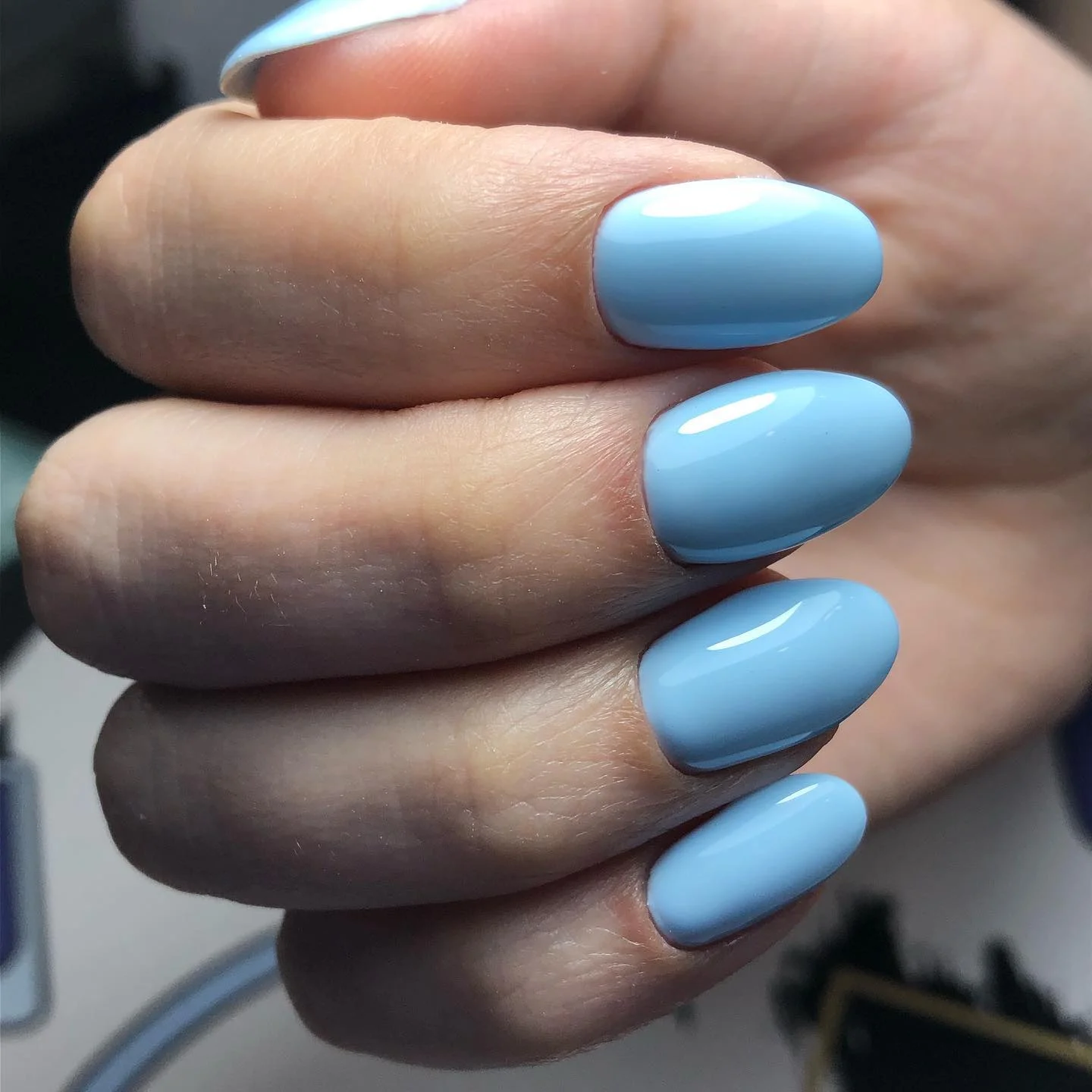 summer nail colors 2026 Powder Blue Almond Summer Nails