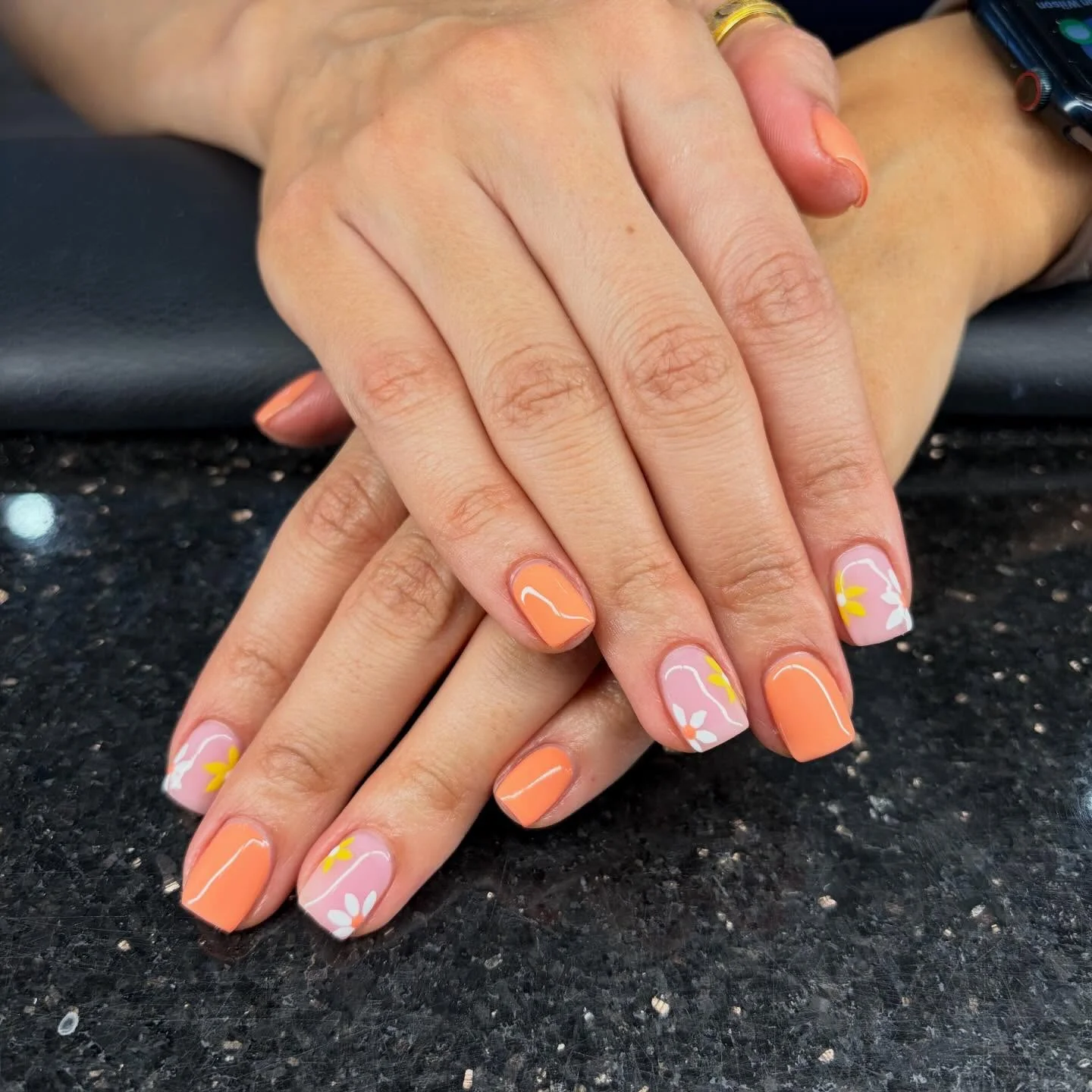 summer nail inspo 2026 Peach Blossom Square Nails For Soft Summer Days