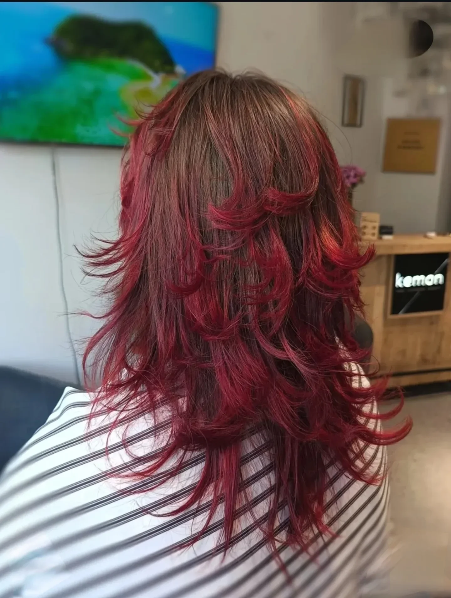 edgy summer shag hairstyle 2026 Cherry Cola Razor Shag With Dramatic Layers