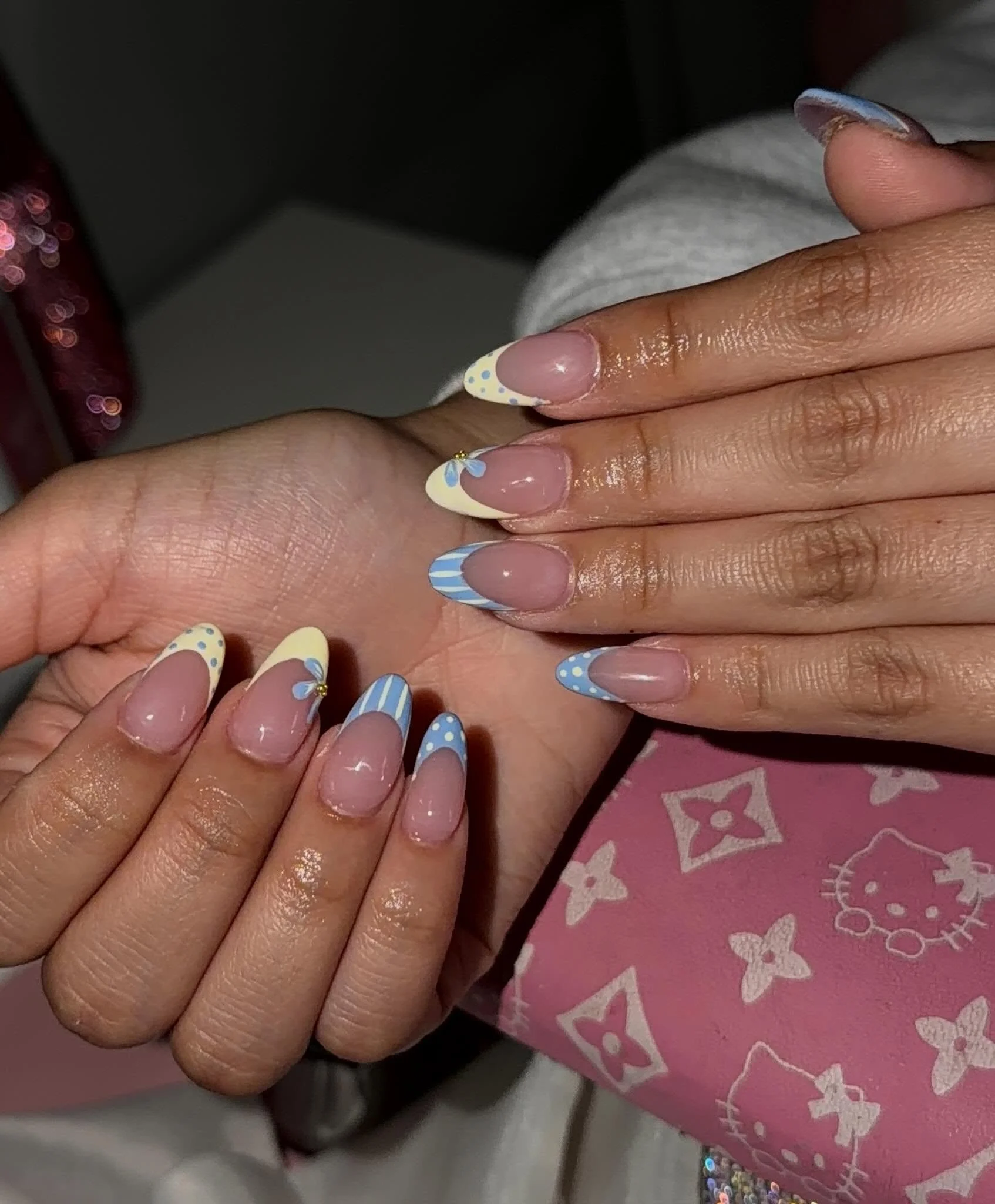 June Nails Ideas 2026 - Summer Trends 2026 Pastel Mixed French Tips With Soft Girly Details
