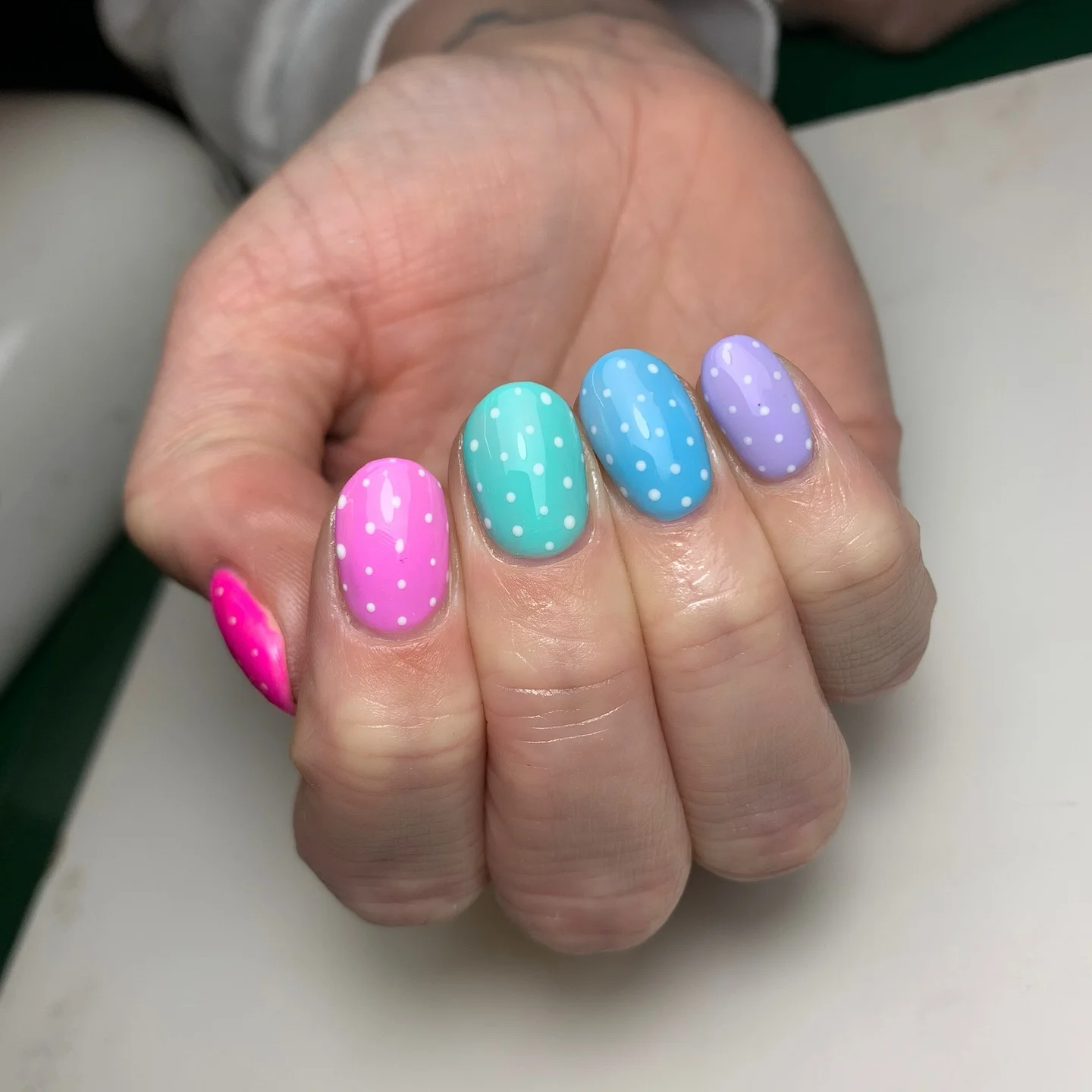 polka dot summer nails 2026 Pastel Rainbow Polka Dots For A Playful Summer Mood