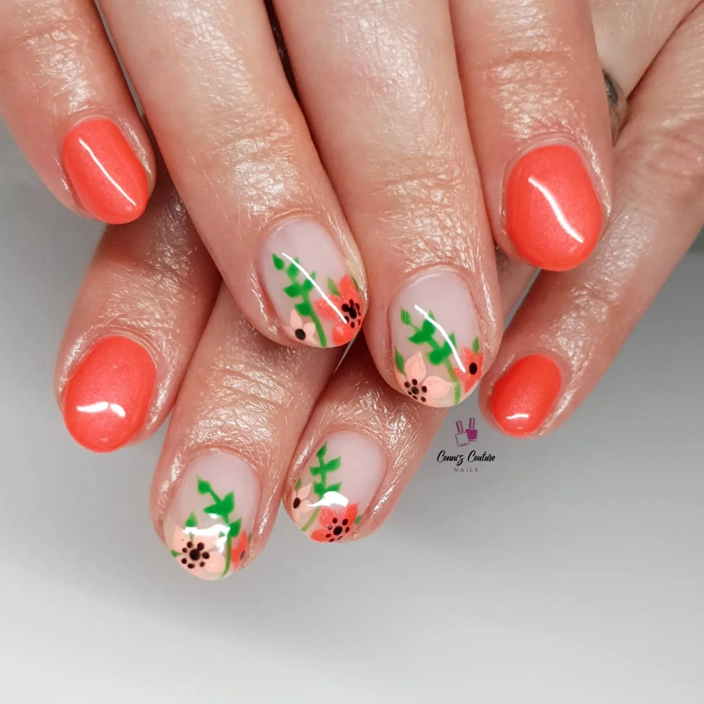 summer nail art 2026 Coral Floral Nails With Minimalist Summer Energy