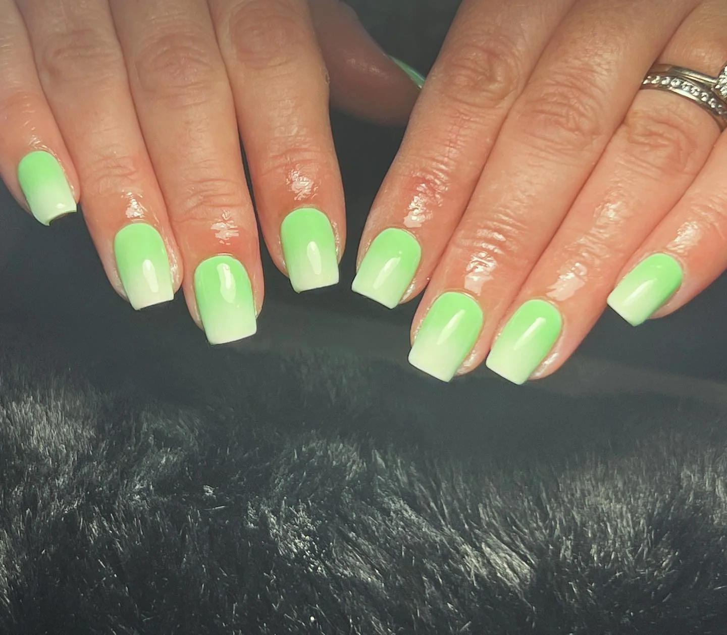 summer ombre nails 2026 Fresh Lime Ombre Square Nails