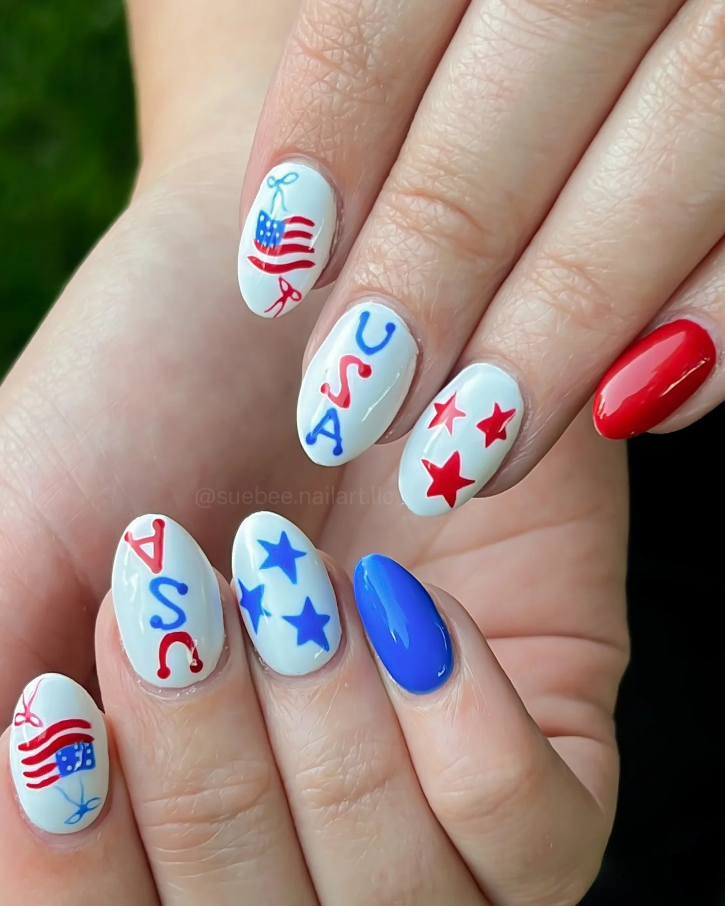 usa nails 2026 Whimsical Americana Nail Art With Handwritten Details