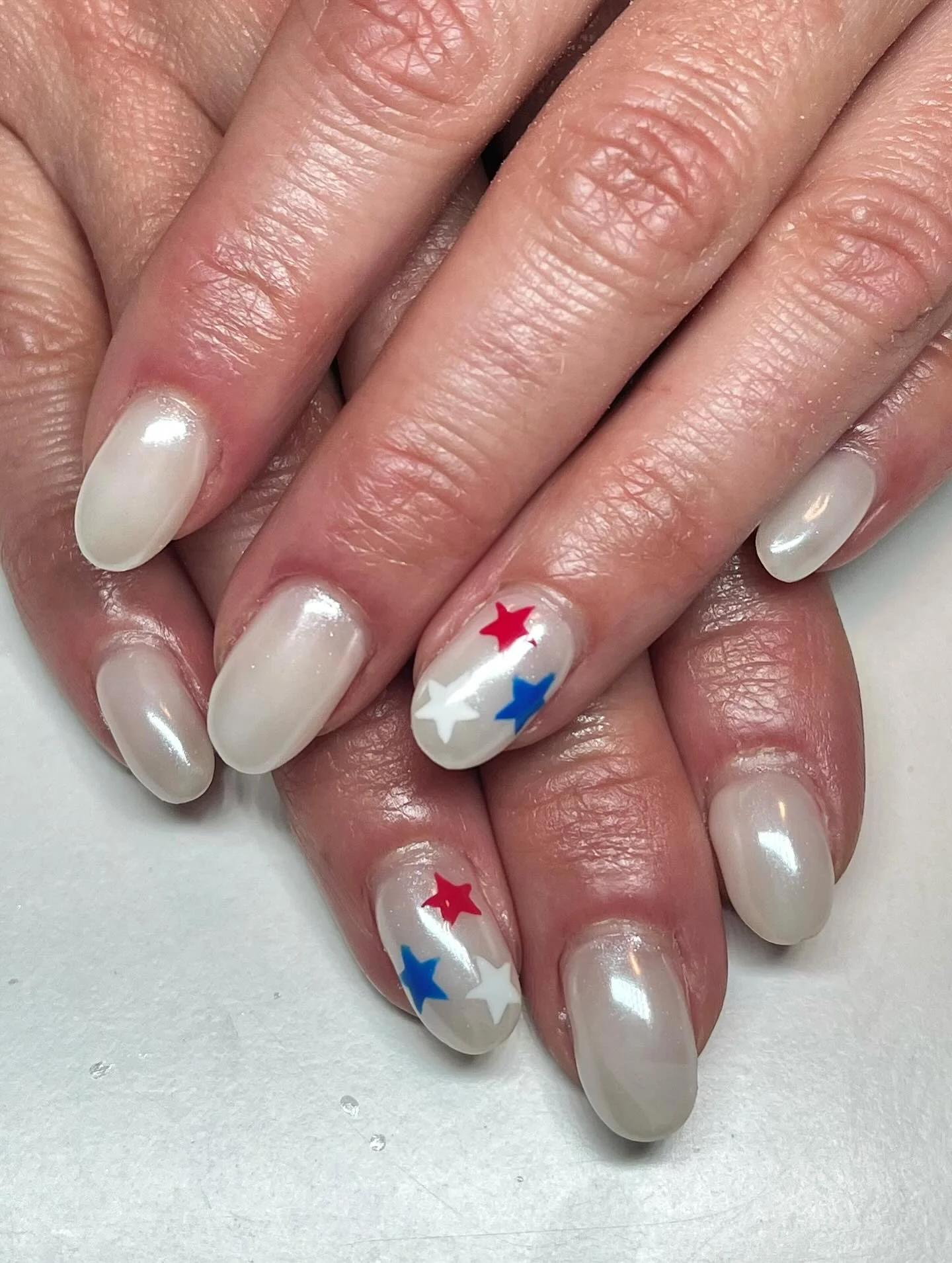 patriotic nails 2026 Minimal Pearl Star Nails For A Soft Patriotic Look