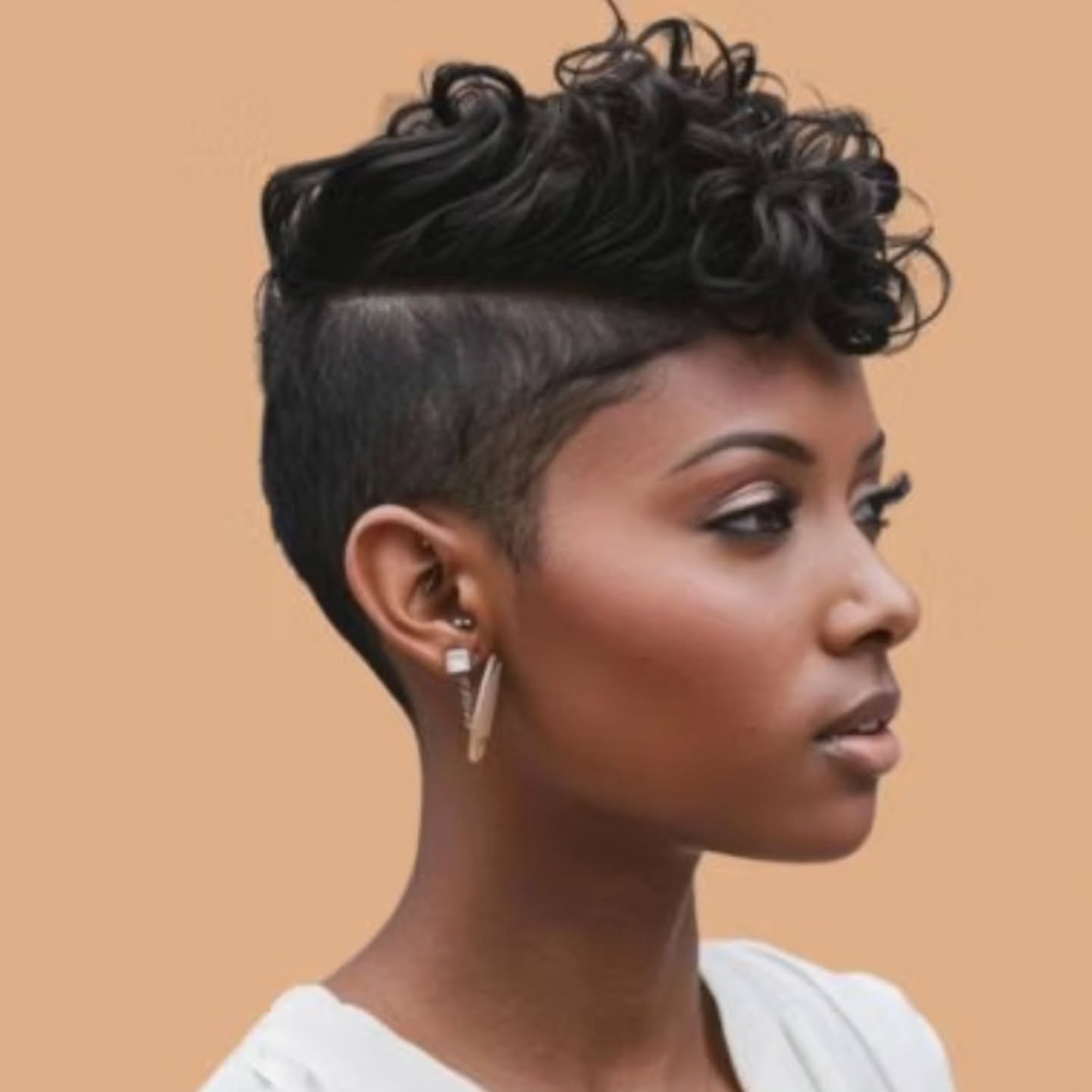 regal summer hairstyle black women 2026 Edgy Curly Pixie With Shaved Sides