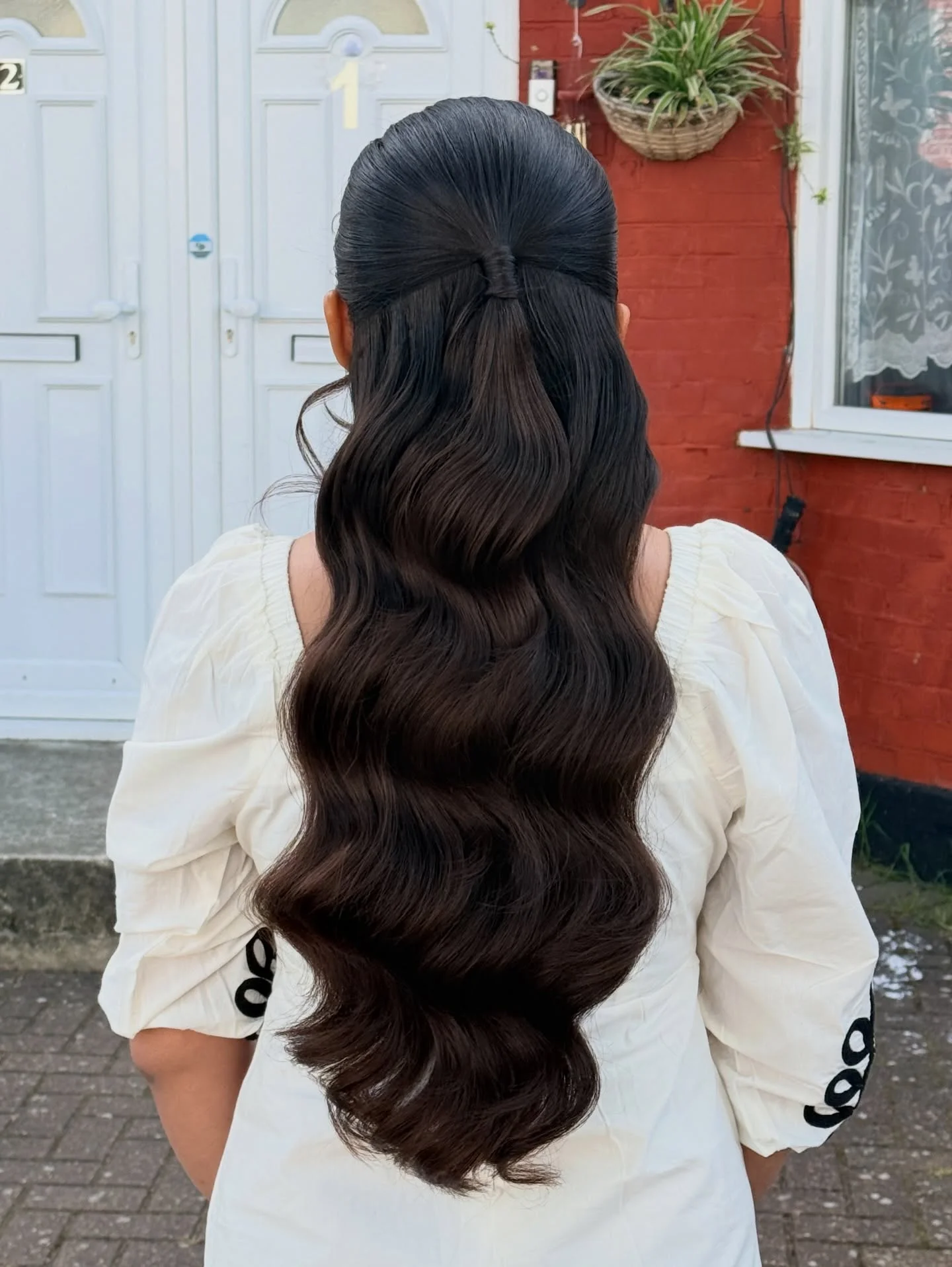 summer hairstyles ideas 2026 Glossy Espresso Half-Up Waves With Quiet Luxury Energy