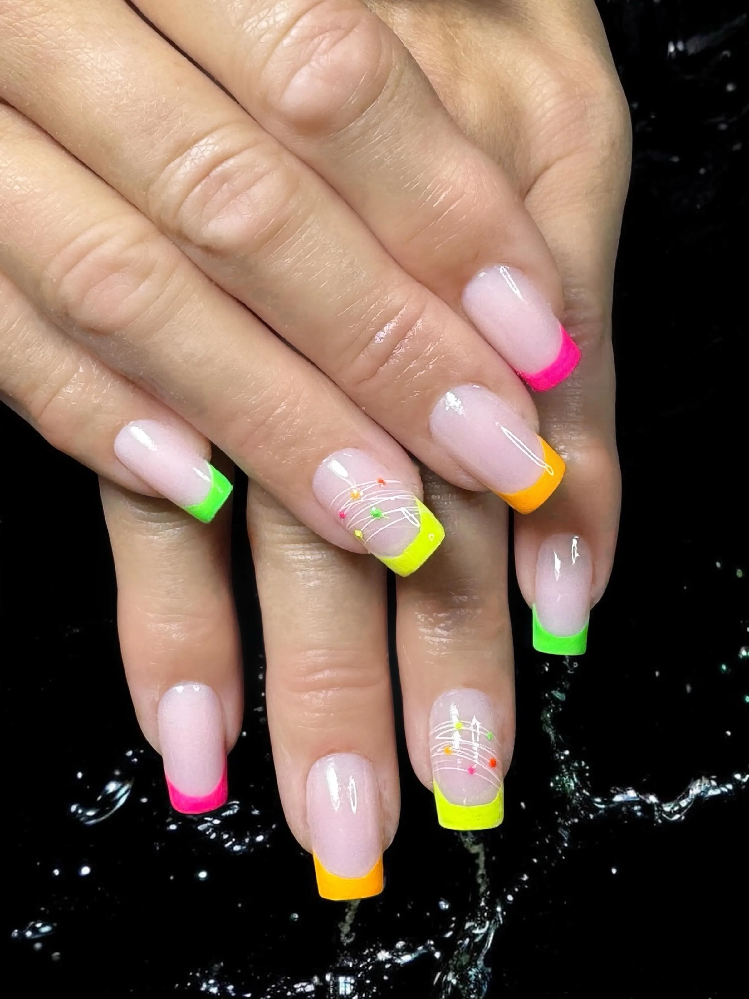 summer french tip nails 2026 Neon Rainbow French Tips That Feel Straight Out Of A Beach Festival