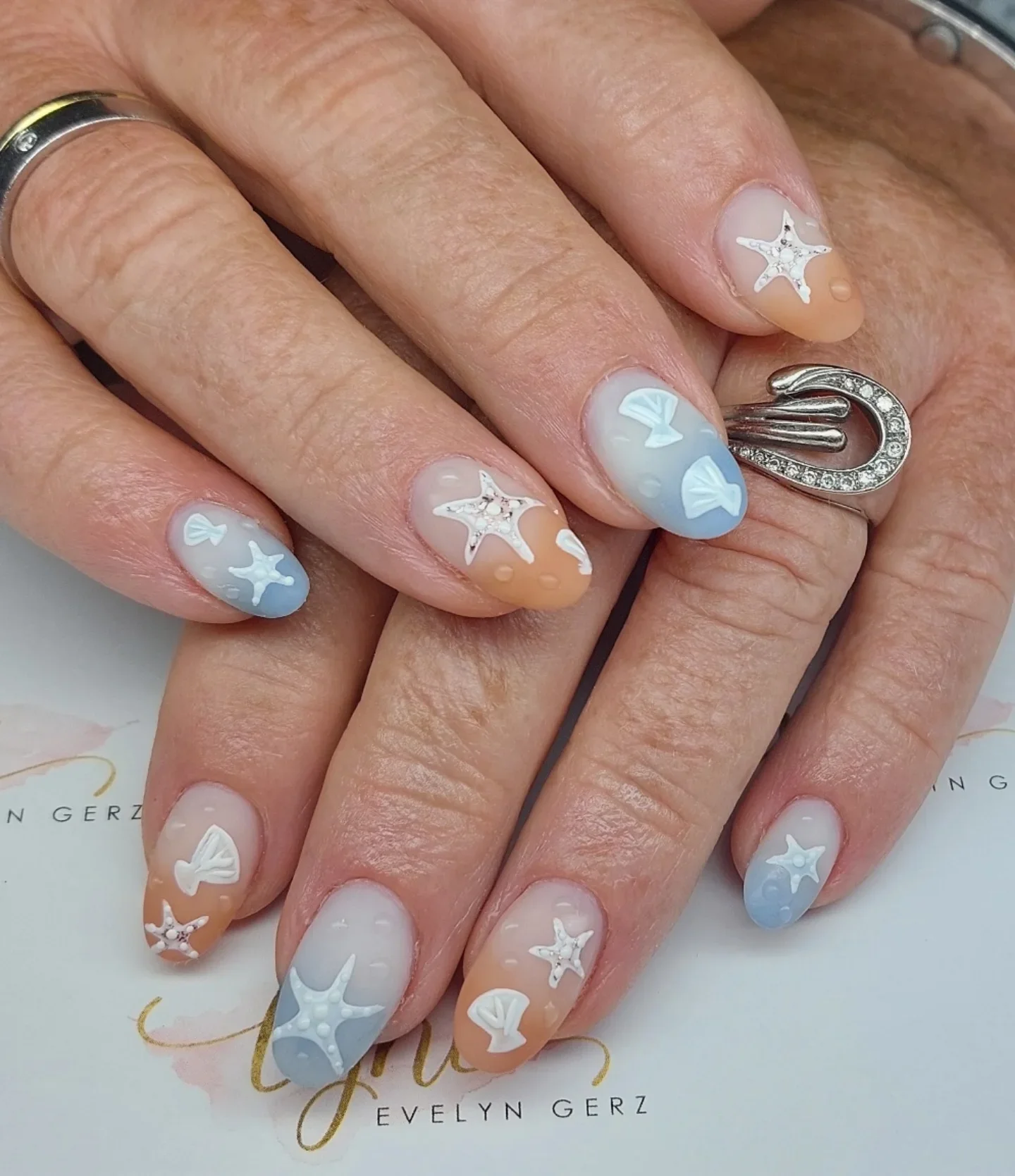 summer nail inspo 2026 Soft Coastal Shell Nails With Dreamy Beach Energy
