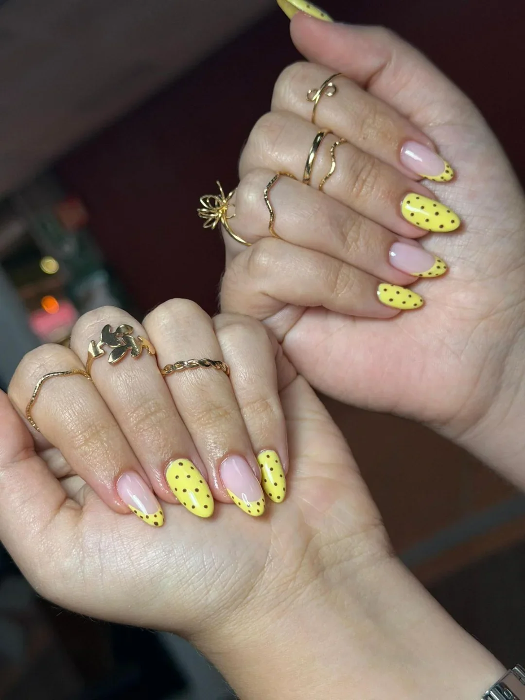 summer yellow nails 2026 Polka Dot French Tips With Soft Lemon Yellow Accents