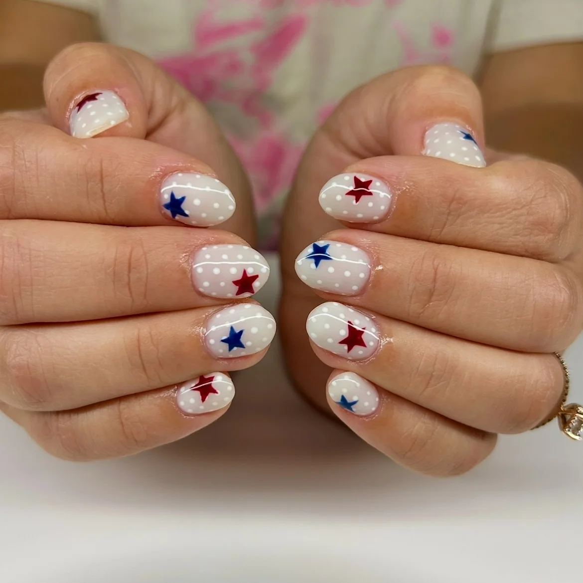 4th of july nails 2026 Soft Polka Dot Star Nails For A Cute Summer Look
