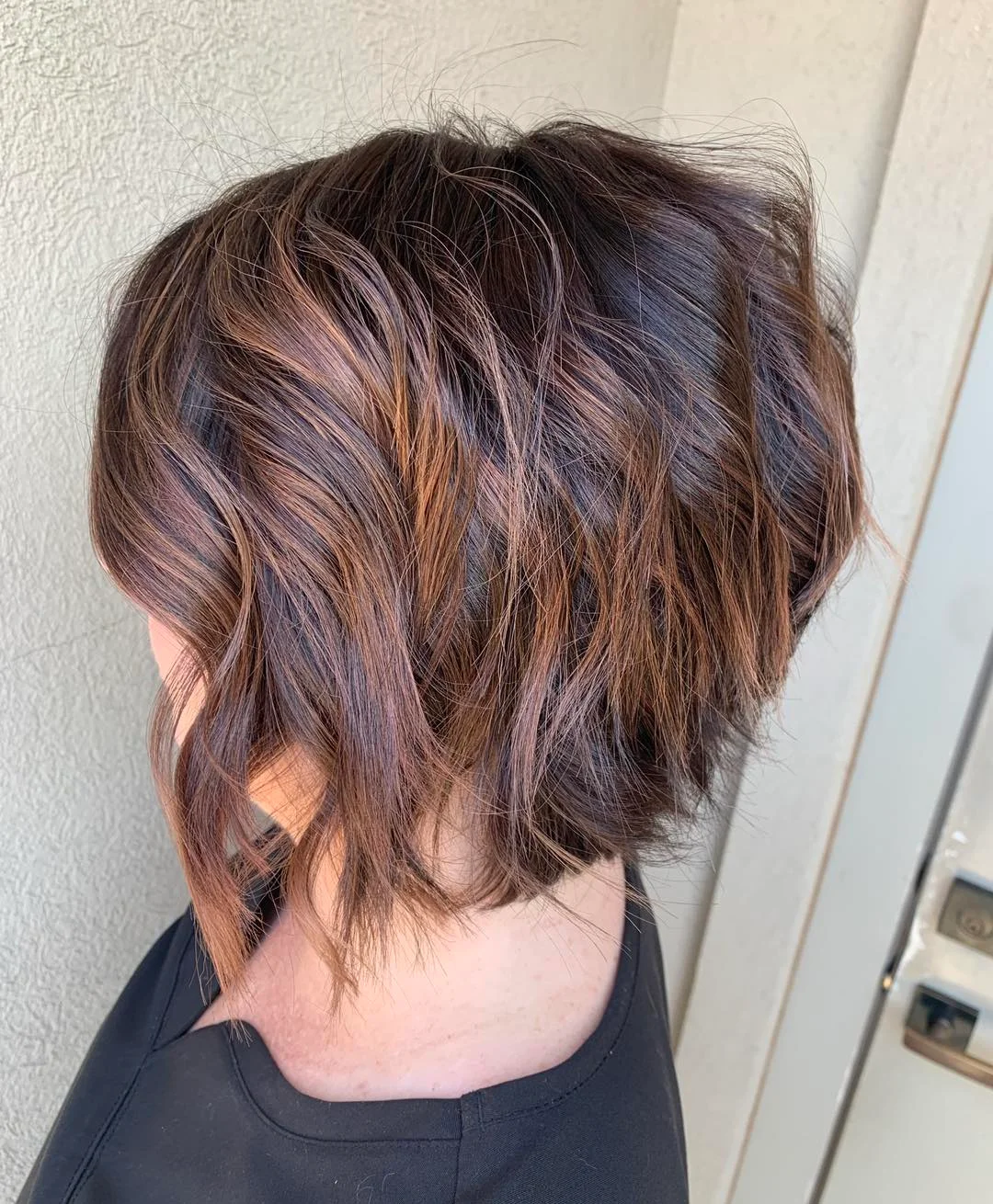 best summer short hairstyles 2026 Choppy Chocolate Bob With Coppery Summer Highlights