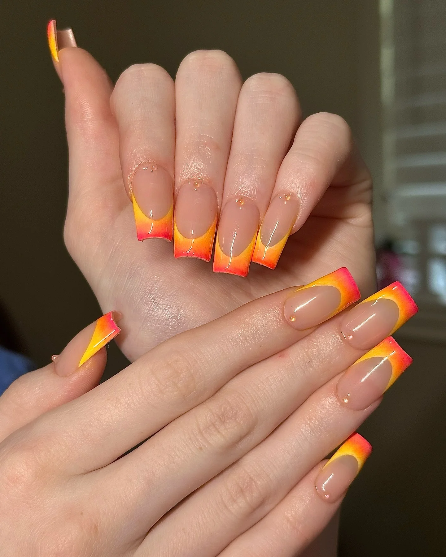 bright summer nails 2026 Sunset Ombre French Tips With Vacation Energy