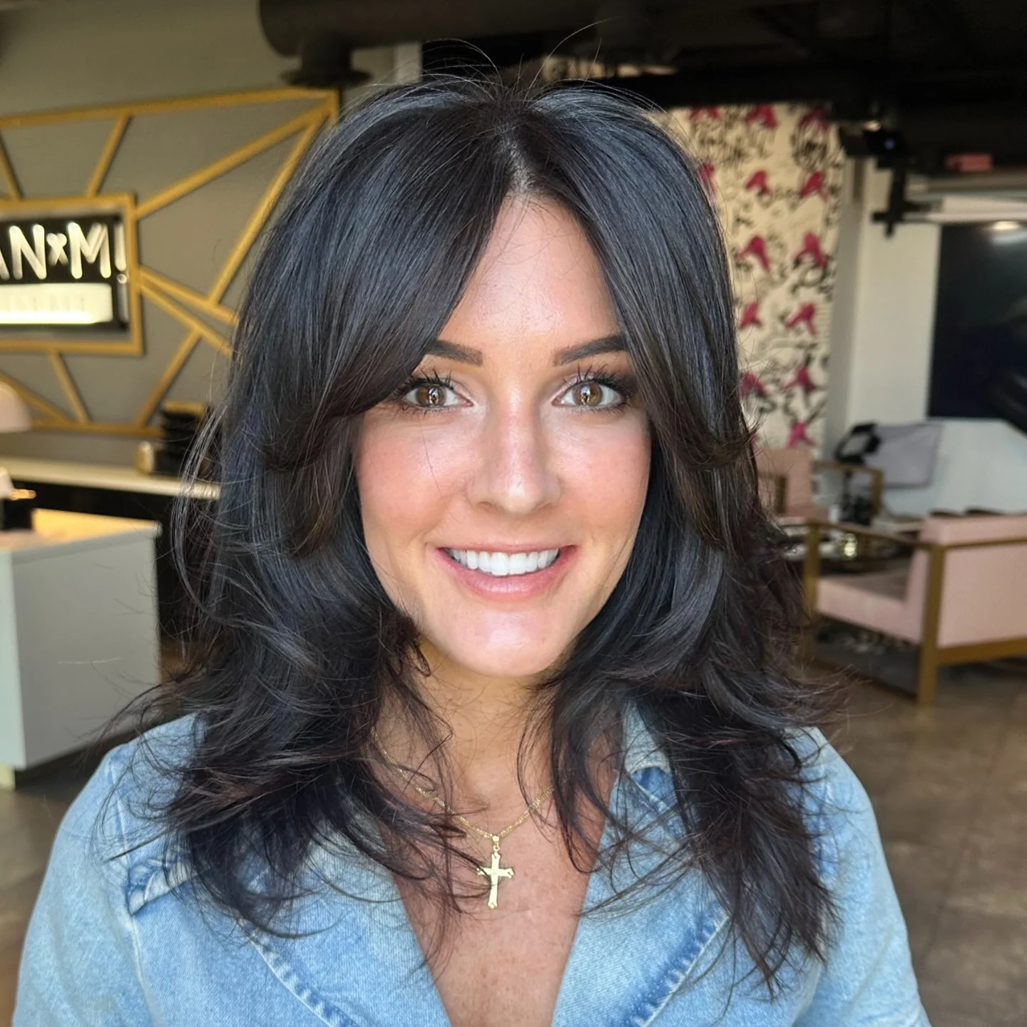 cool summer shag haircut 2026 Voluminous Glossy Shag With Curtain Layers