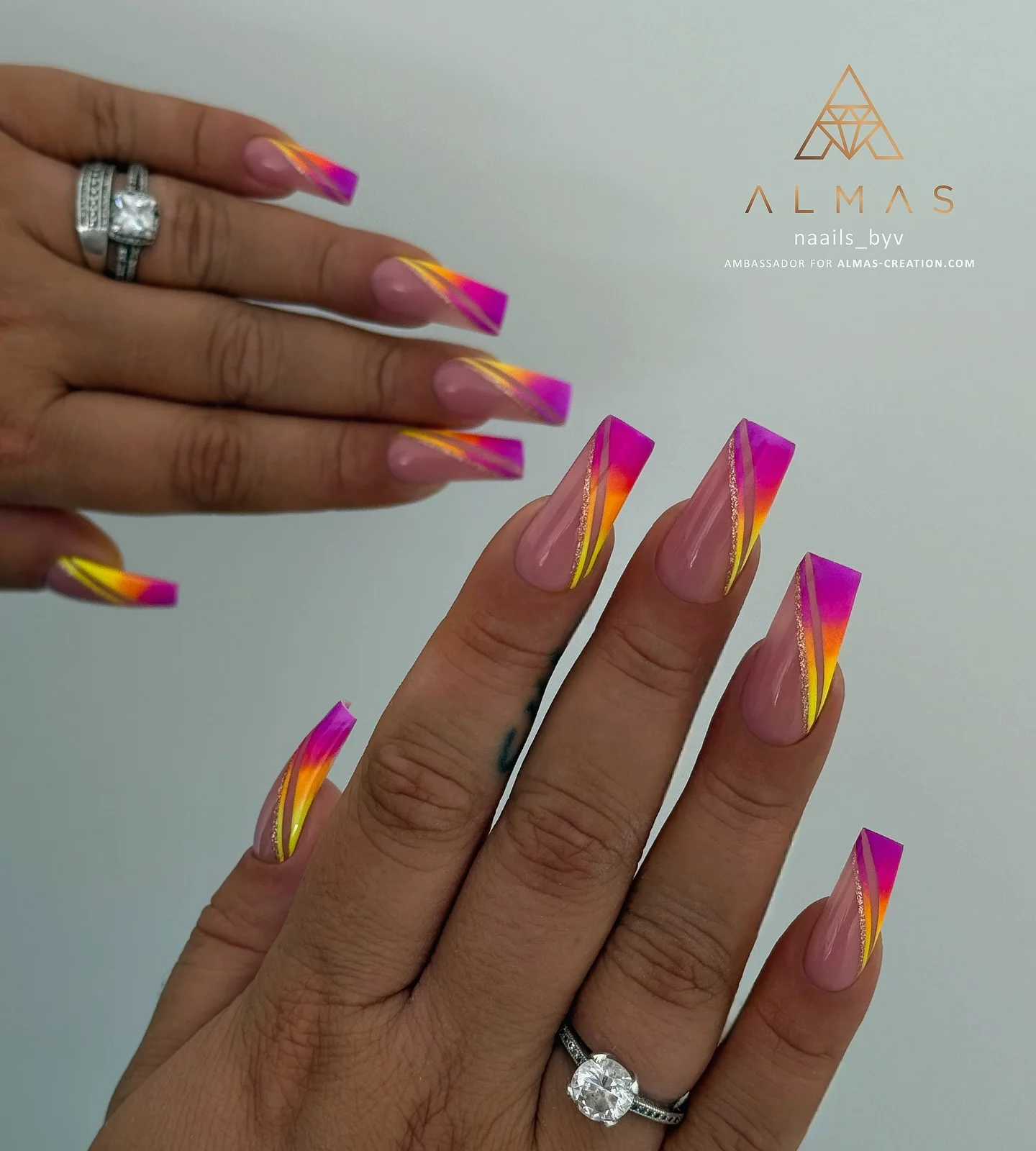 June Nails Ideas 2026 - Summer Trends 2026 Neon Sunset French Tips For Hot June Nights