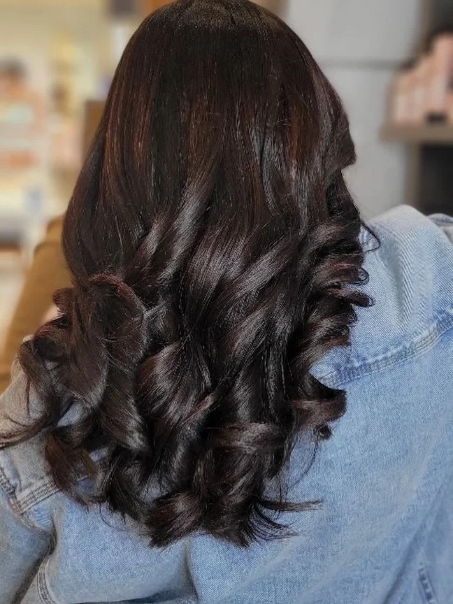 modern summer espresso brunette hair color 2026 Dark Espresso Curls With Glossy Ribbon Texture