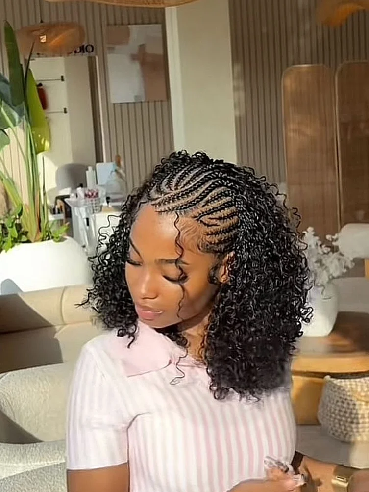 regal summer hairstyle black women 2026 Defined Curly Braids With Sculpted Cornrow Details