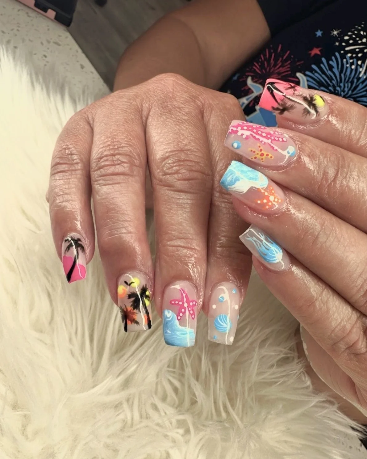 summer vacation nails 2026 Colorful Tropical Beach Story Nails