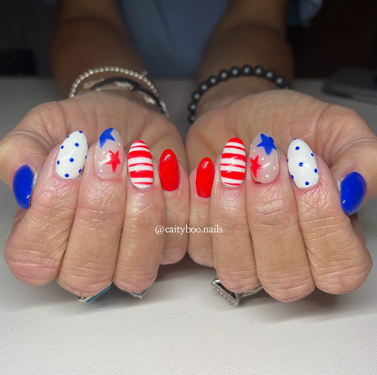 4th of july nails 2026 Bold Red White And Blue Stripe Nails