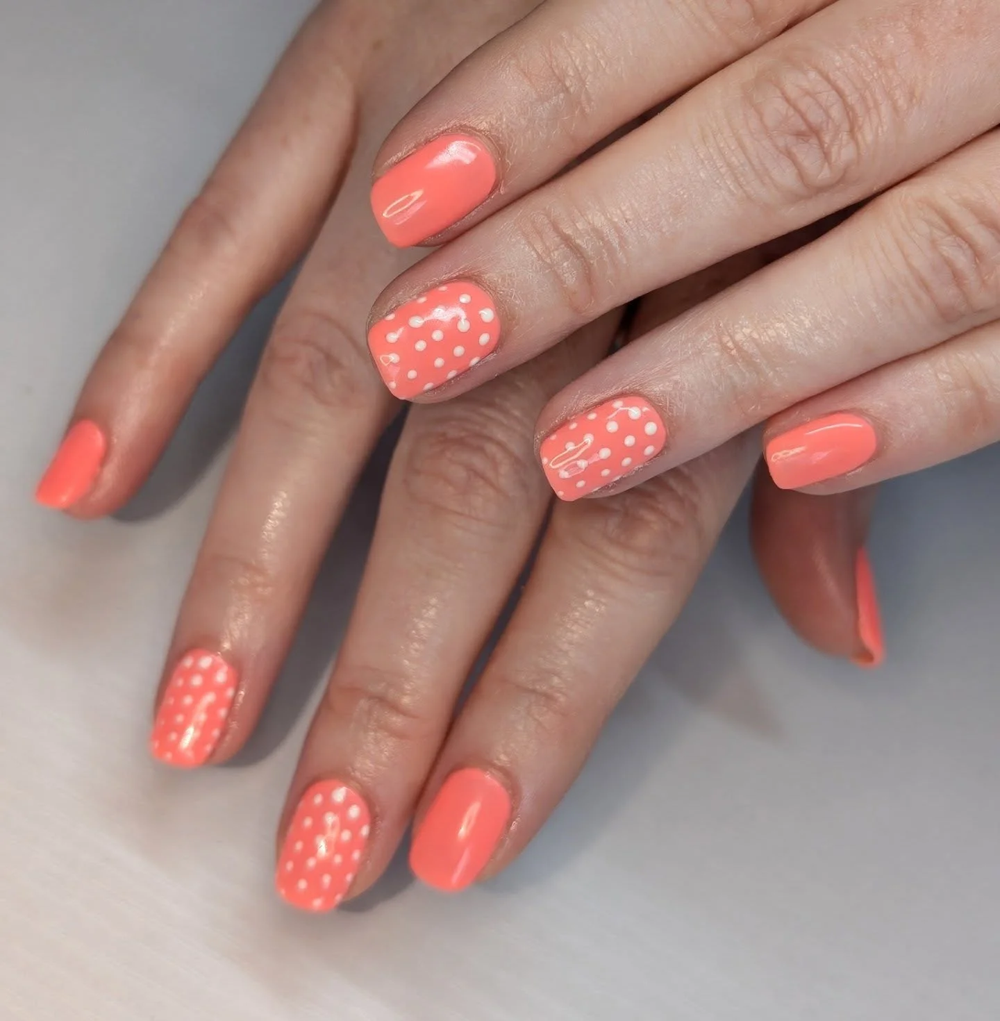 polka dot summer nails 2026 Coral Candy Nails For Hot August Days